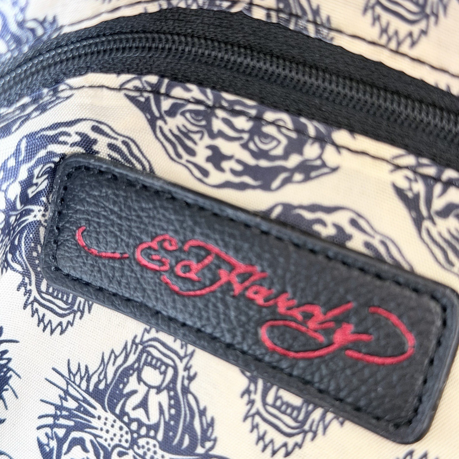 Ed Hardy Adjustable Pink Leopard Print Traditional Skulls Backpack Purse NWT