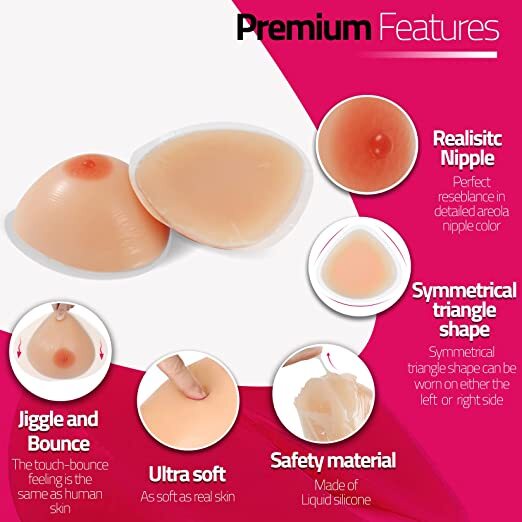 Silicone Breast Forms C Cup Triangle Self-adhesive TG Silicone Pads Bra Inserts