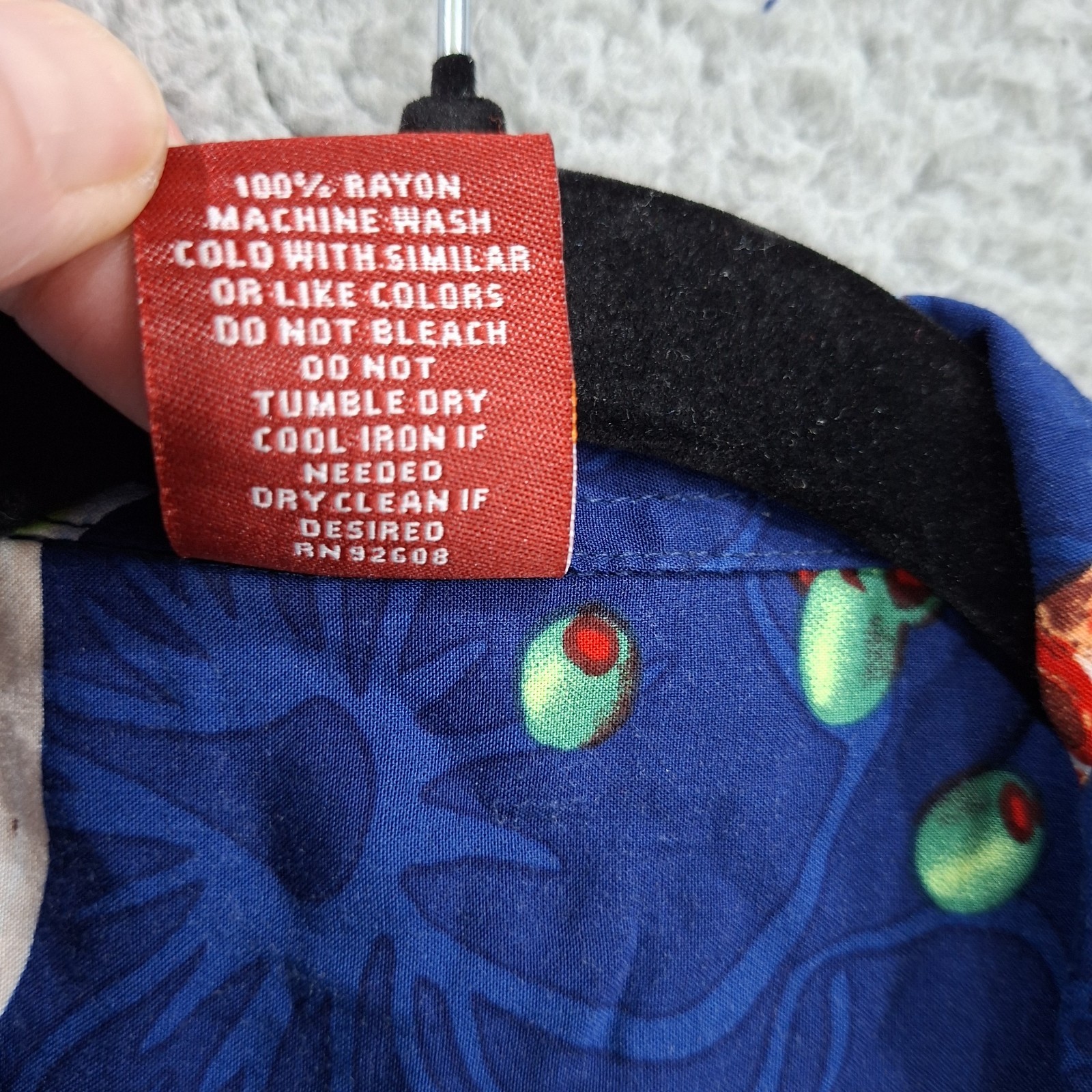 Vintage Junction West Men’s Martini Print Hawaiian Shirt L Blue Pinup Retro