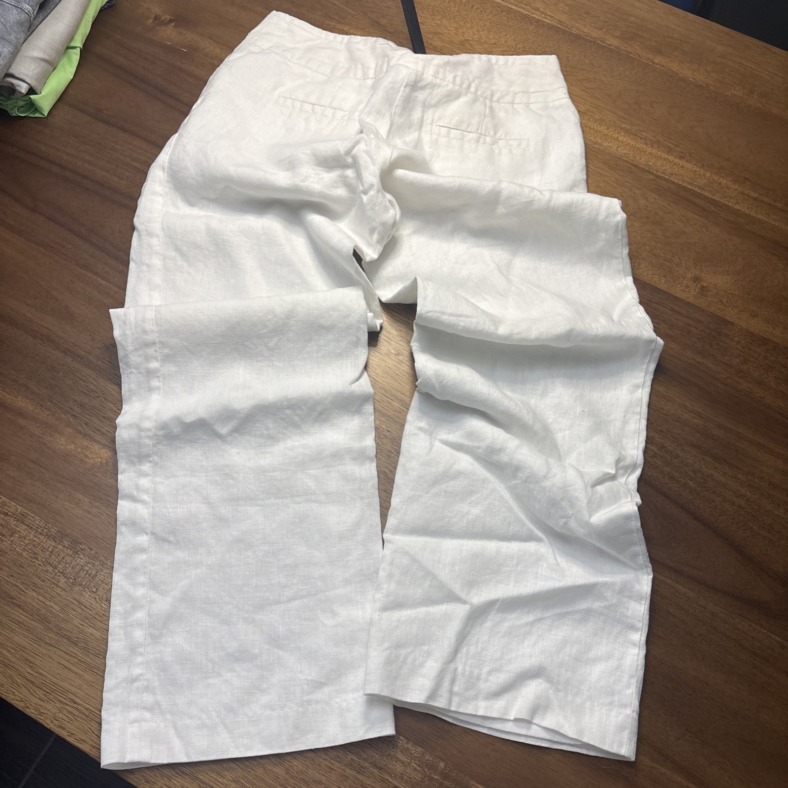 Rafaella Studio Sz 6P 100% Linen Straight Leg Classic Fit White Pants