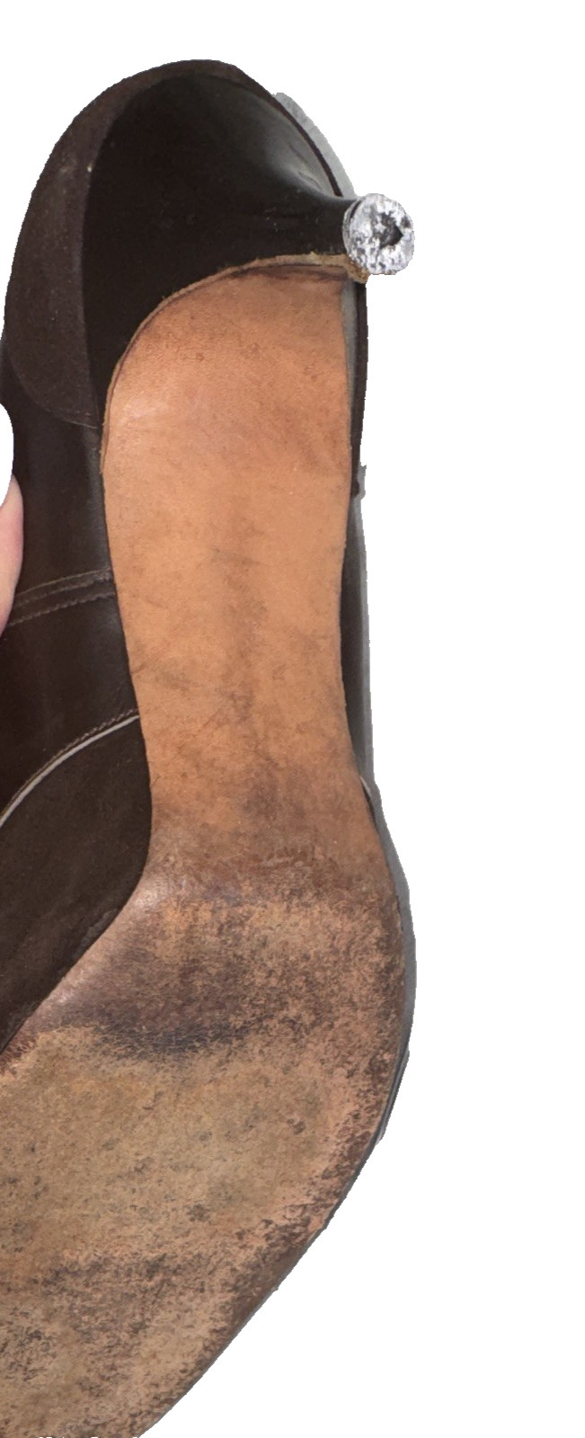 Sling Womens Pumps Heels 6 Brown Suede Pointed Toe Slip On Solid