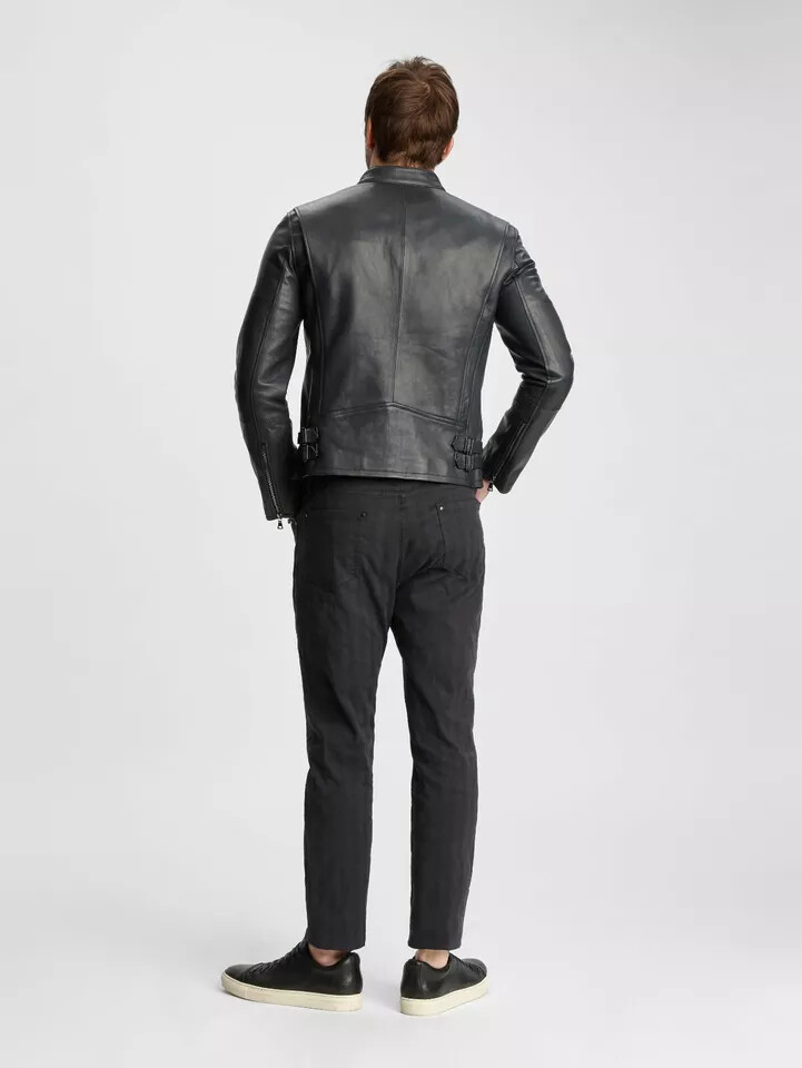 Mens Black Leather Jacket Pure Lambskin Biker Moto Racer Size S M L XL XXL 3XL