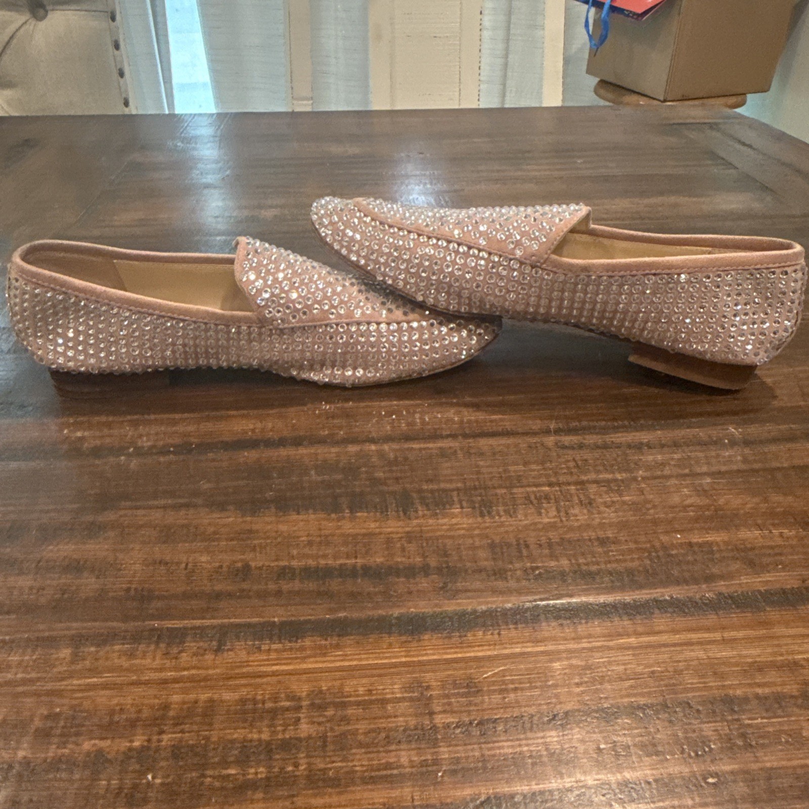 Lola Cruz Pink Rhinestone Loafers Size 40