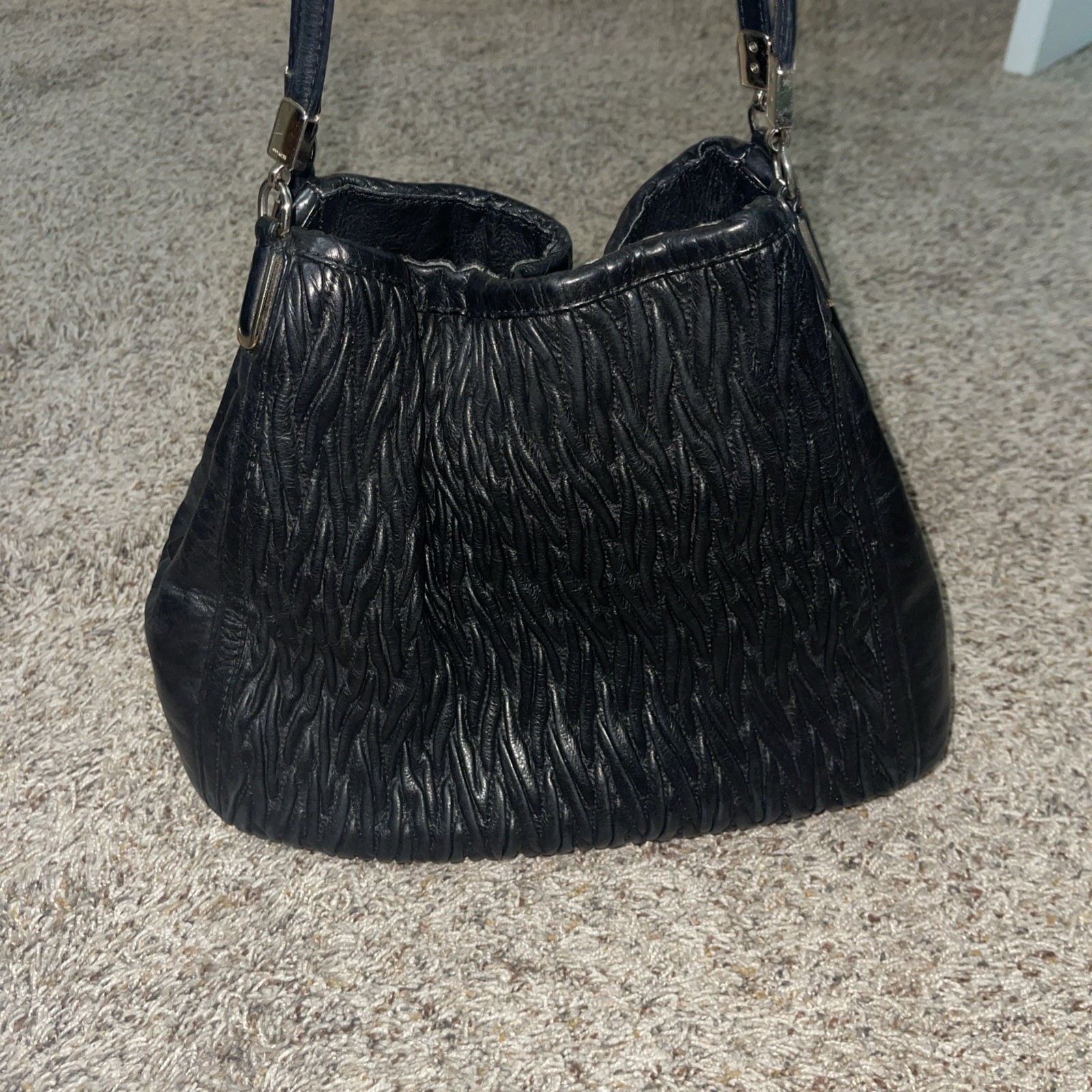 Coach Madison Phoebe Gathered Twist Leather Shoulder Bag Black w/dust bag