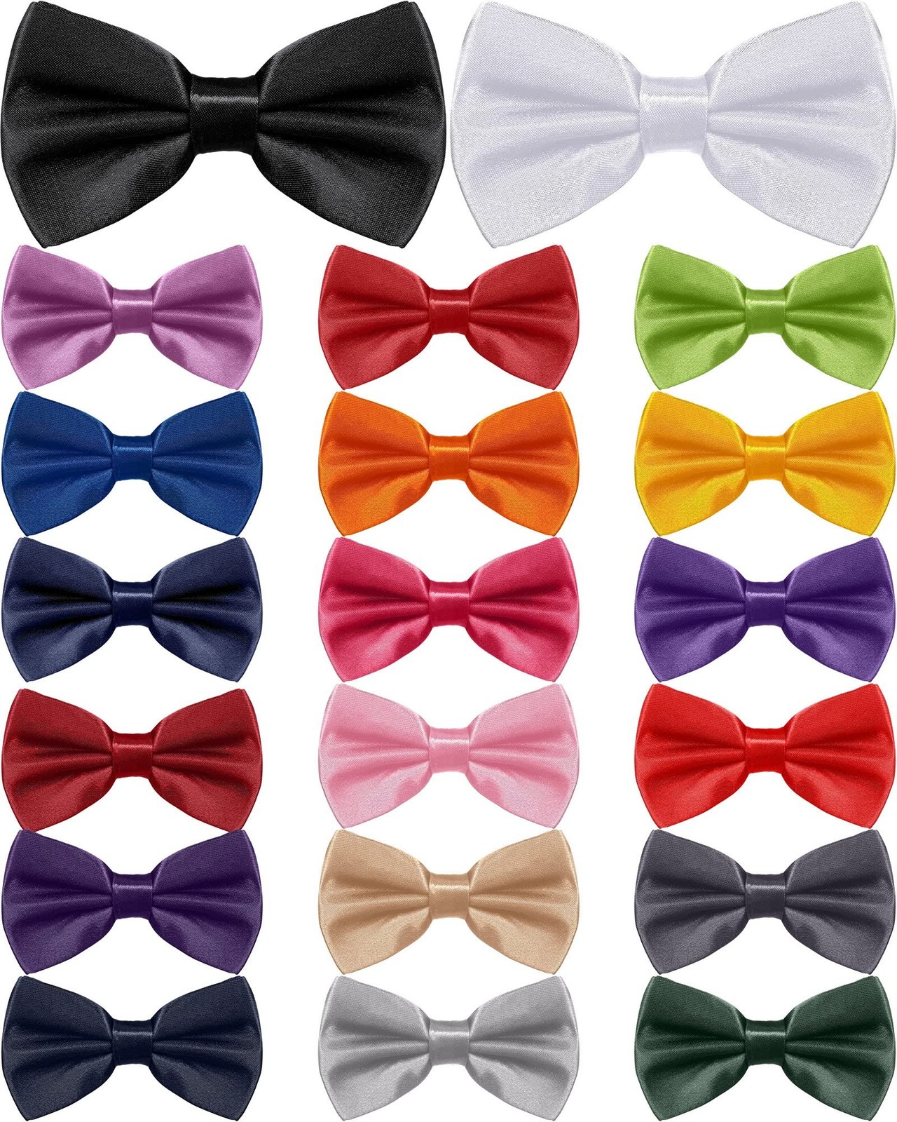 Hercicy 20 Pieces Bow Ties for Men, Formal Satin Solid Tuxedo Adjustable Leng…
