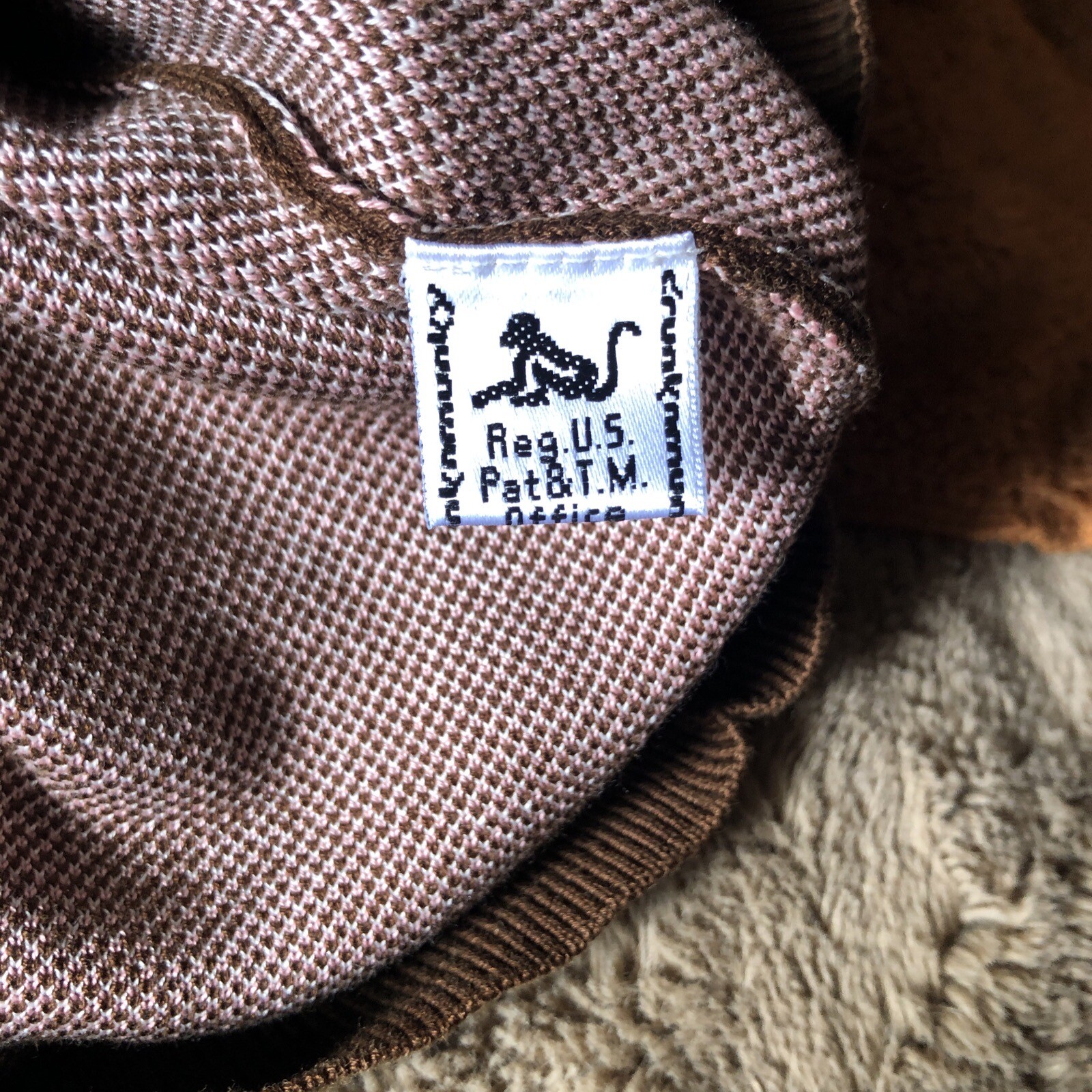 Drunknmunky Silk Argyle Sweater Brown Sz L Logo Fall (small Flaw See Pics)