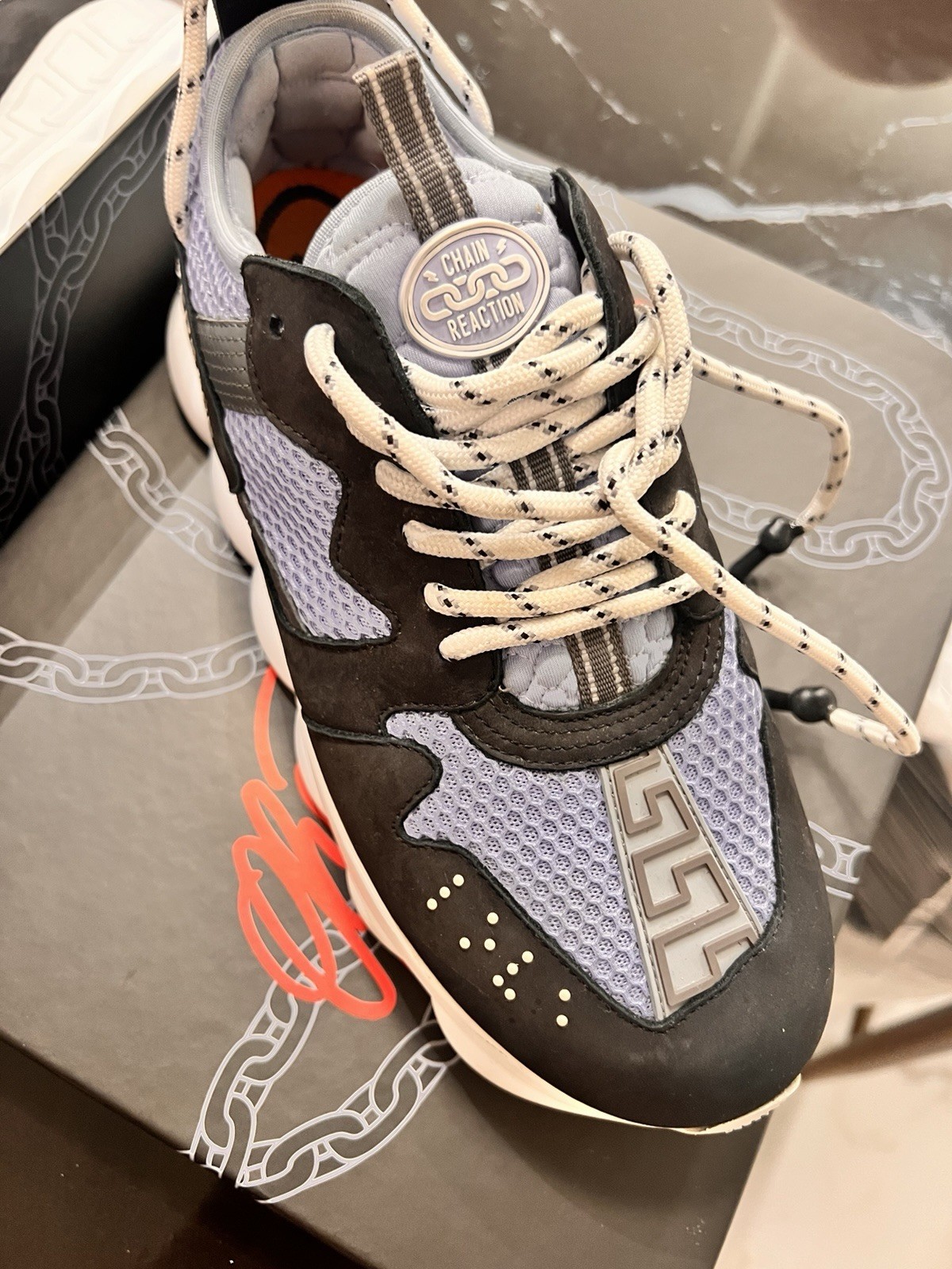 Versace Chain Reaction Men’s Low Top Sneakers Black/Light Purple/White/Gray