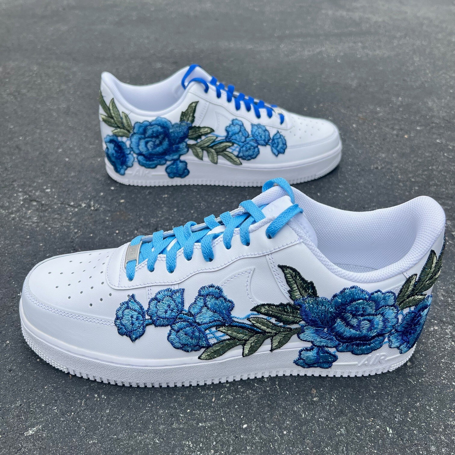 Air Force 1 Custom Rose ‘Blue Bloom’ Floral Shoes Mens 8 8.5 9 9.5 10 10.5 11 12