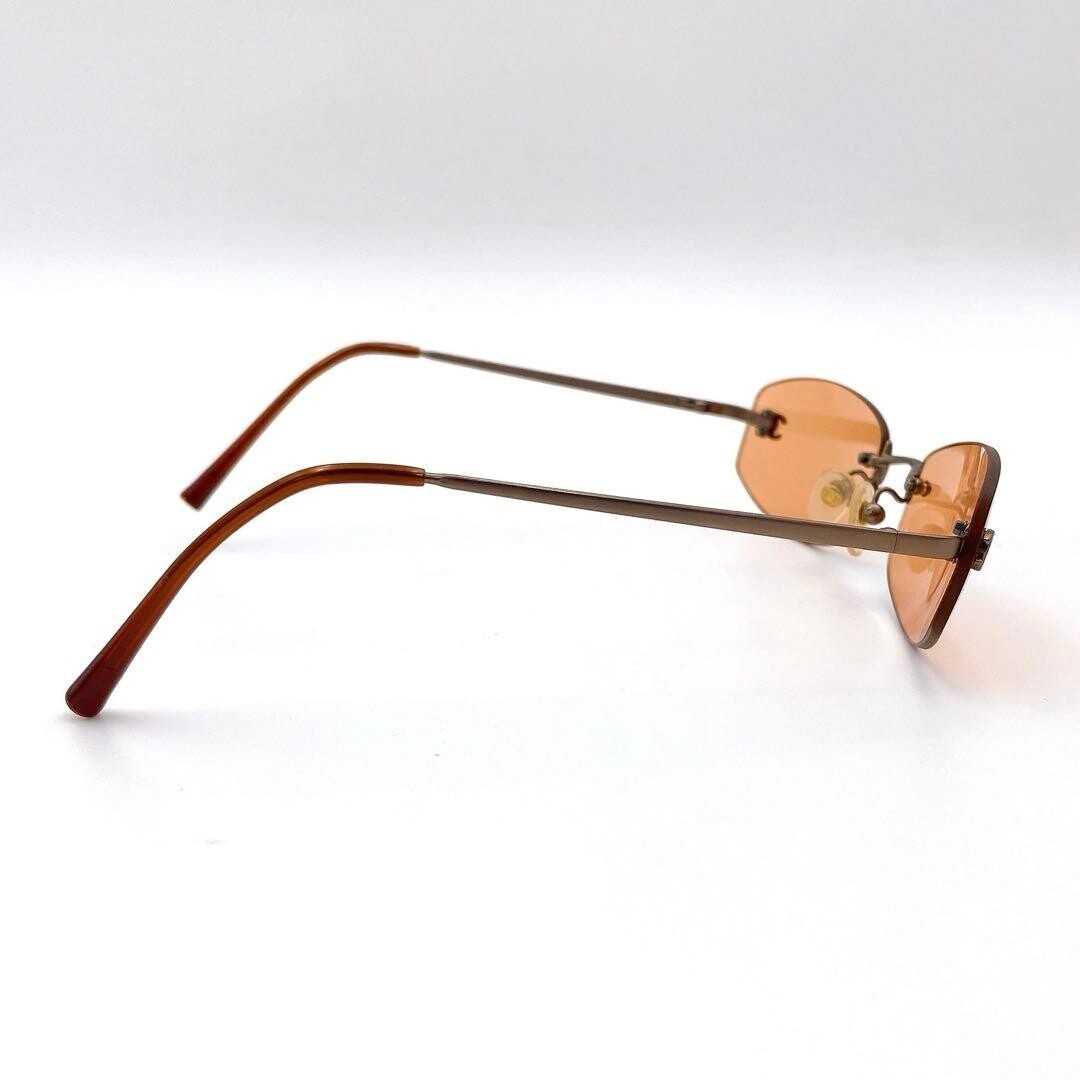 CHANEL Rimless Square Sunglasses Orange Lens No Prescription Case 4002 Authentic