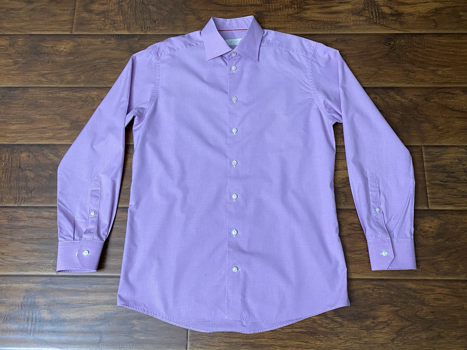 Eton Mens Purple Work Dress Shirt Slim Fit Button Up Collared Size 16 41