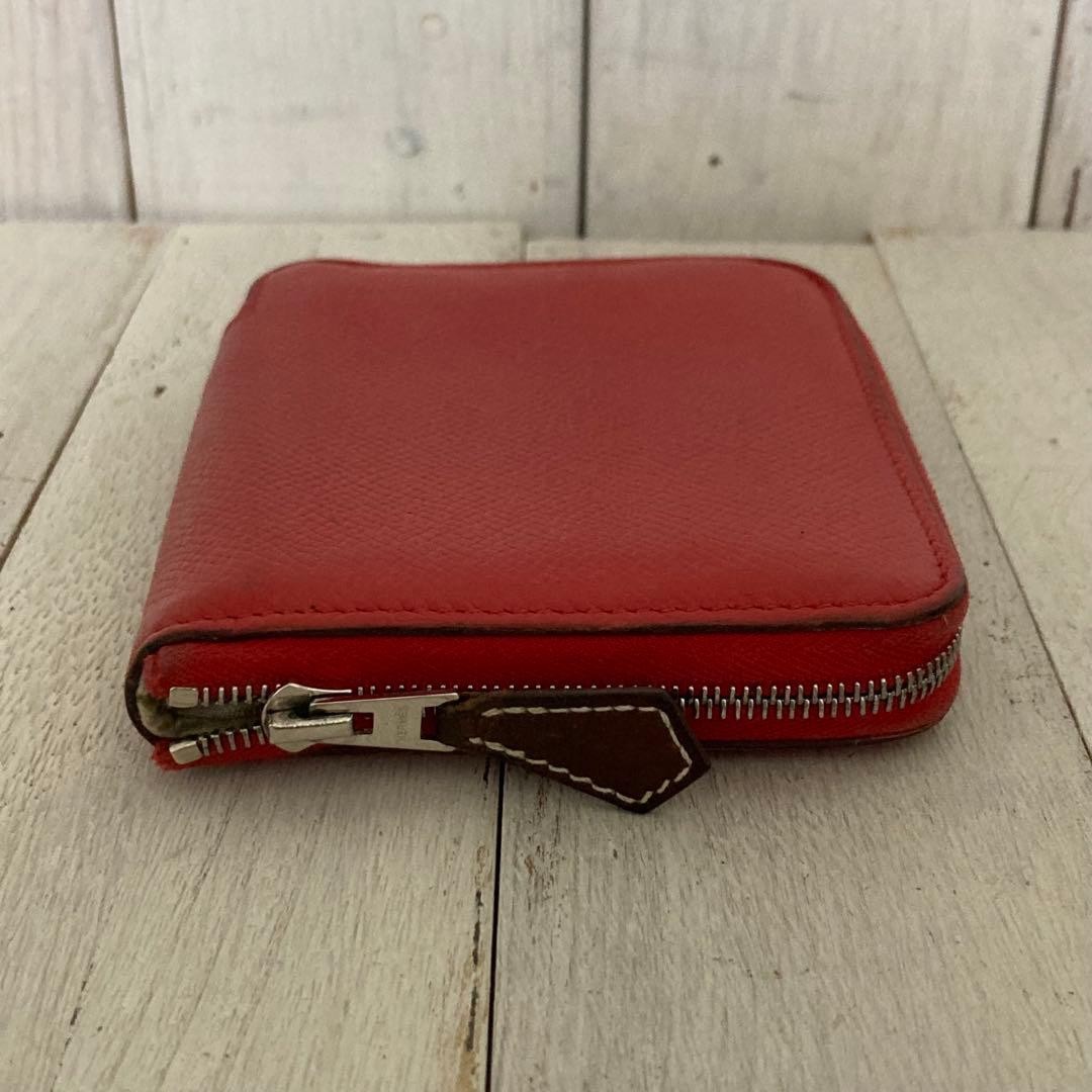 HERMES Compact Wallet Mini Wallet Red