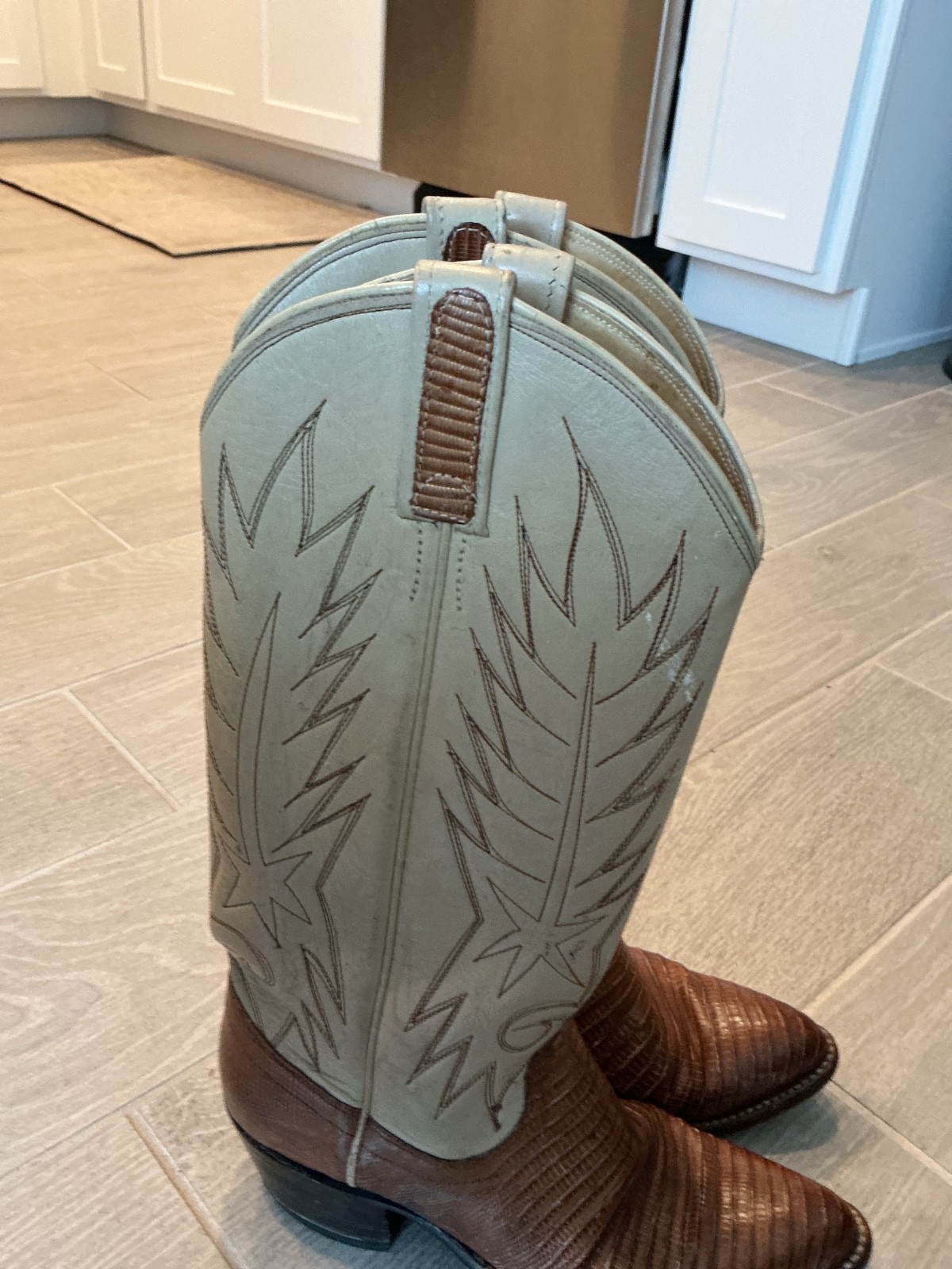 Dan Post Beige Brown Lizard Western Cowgirl Boots 4248 Sz 5.5D