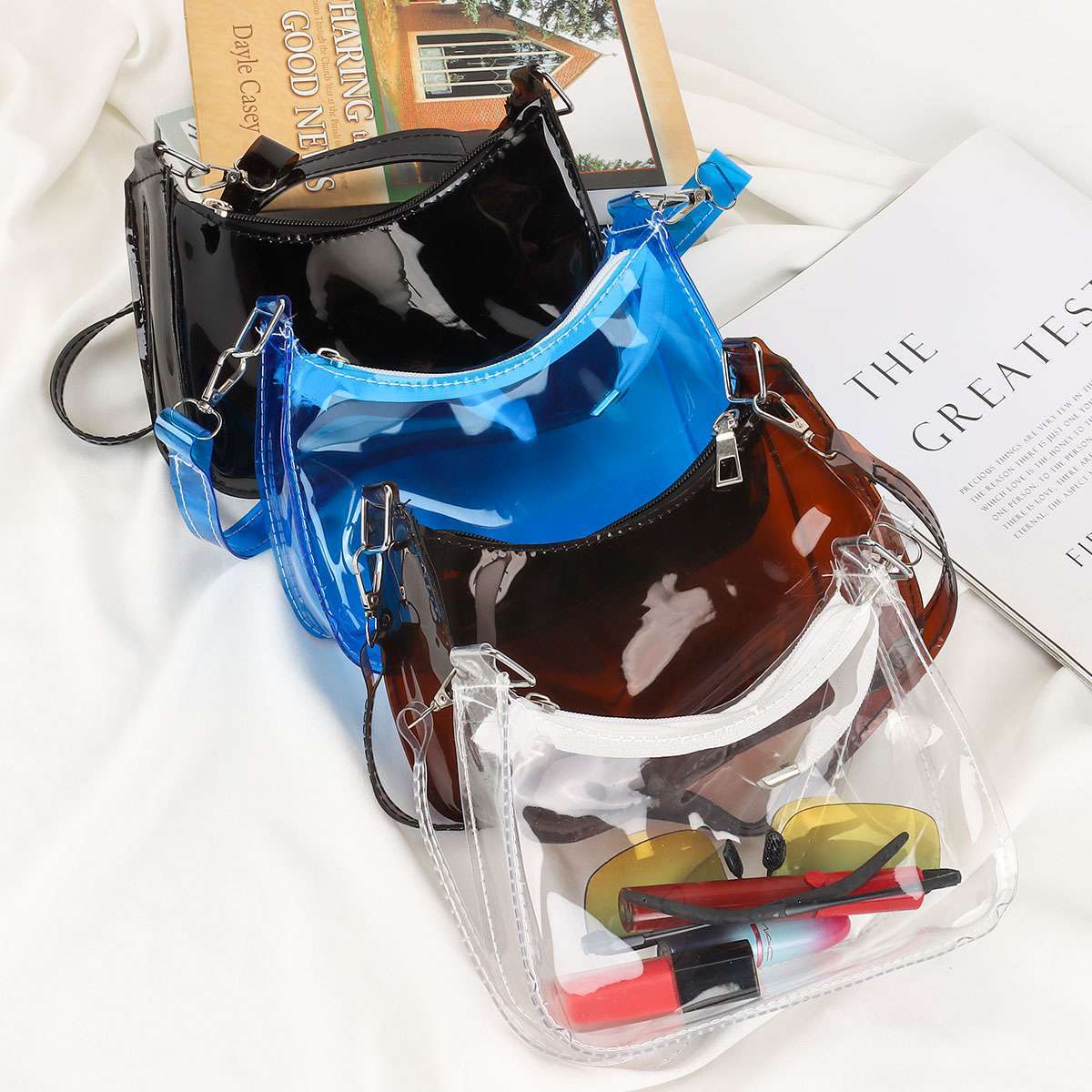 Women Mini Transparent Bag PVC Stadium Approved Sports Handbag Purse Zipper