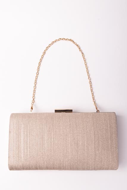 Chic Champagne Gold Glitter Evening Clutch Bag Metallic Wedding Party Purse