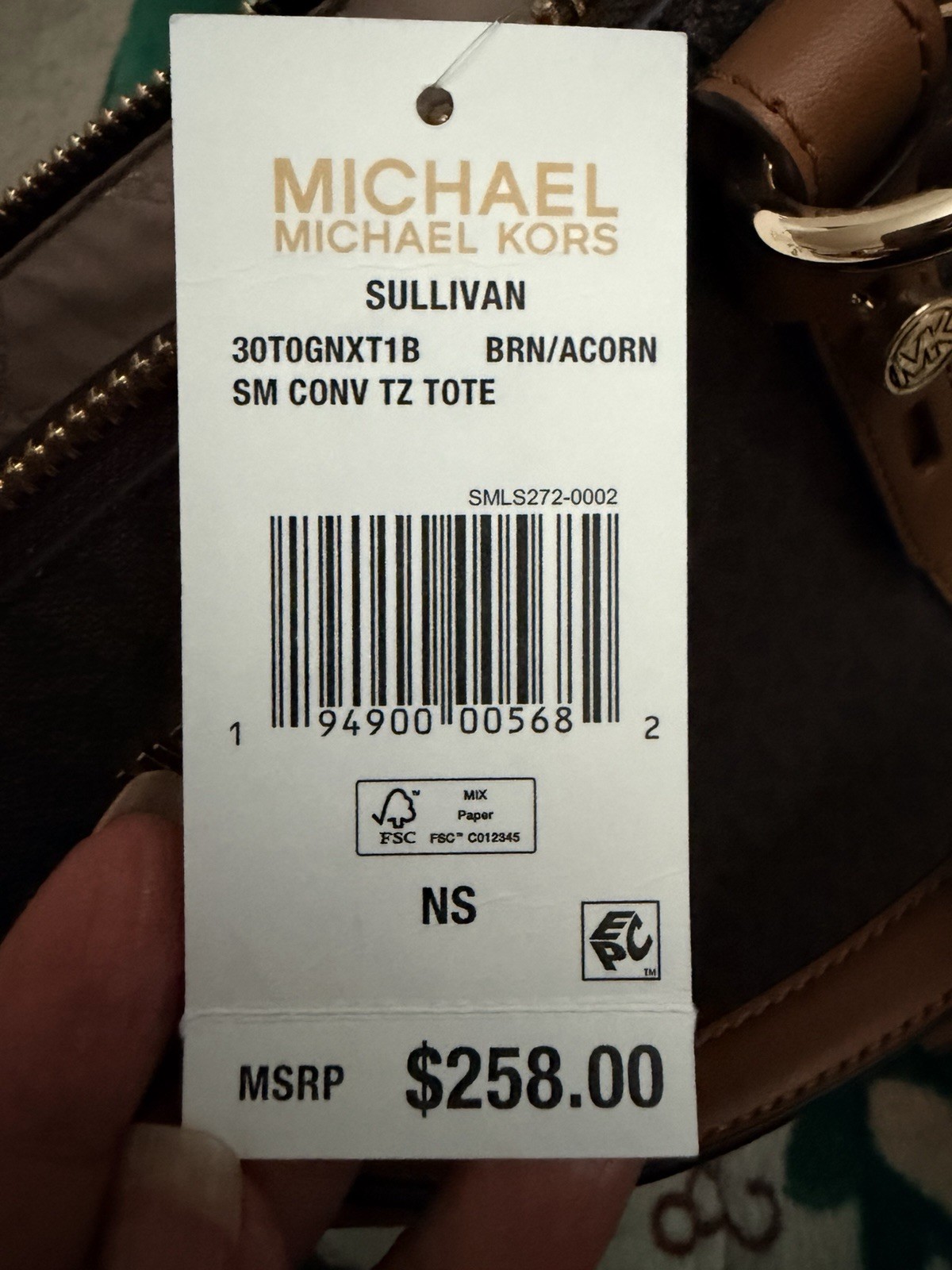 MICHAEL Michael Kors Sullivan Small Convertible Top Zip Tote Brown Monogram