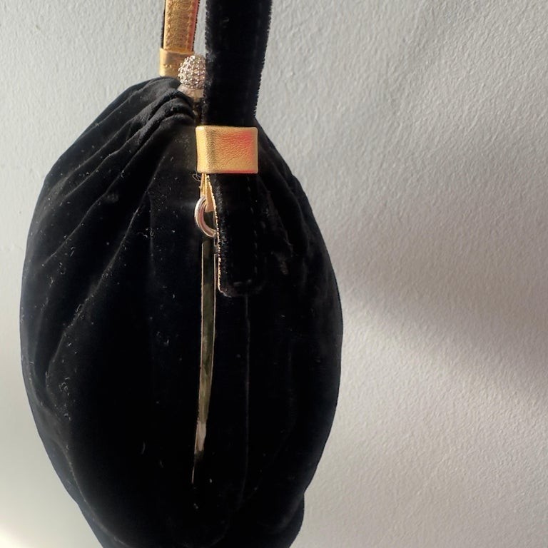 Dolce & Gabbana Black Velvet Evening Bag with Jewelry Closure, 1990s