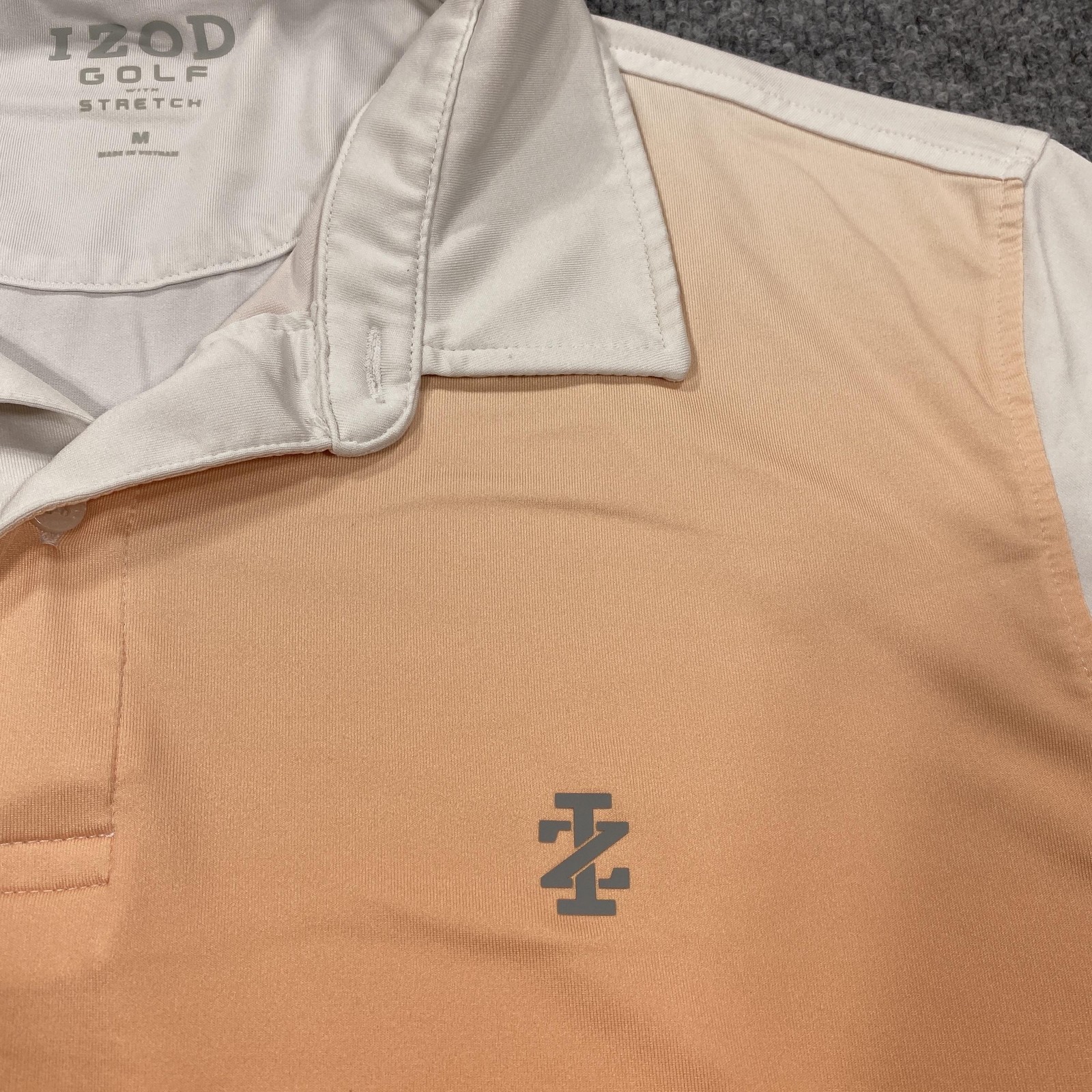 IZOD Polo Shirt Mens Medium Orange Polyester Elastane Stretch Golf Performance