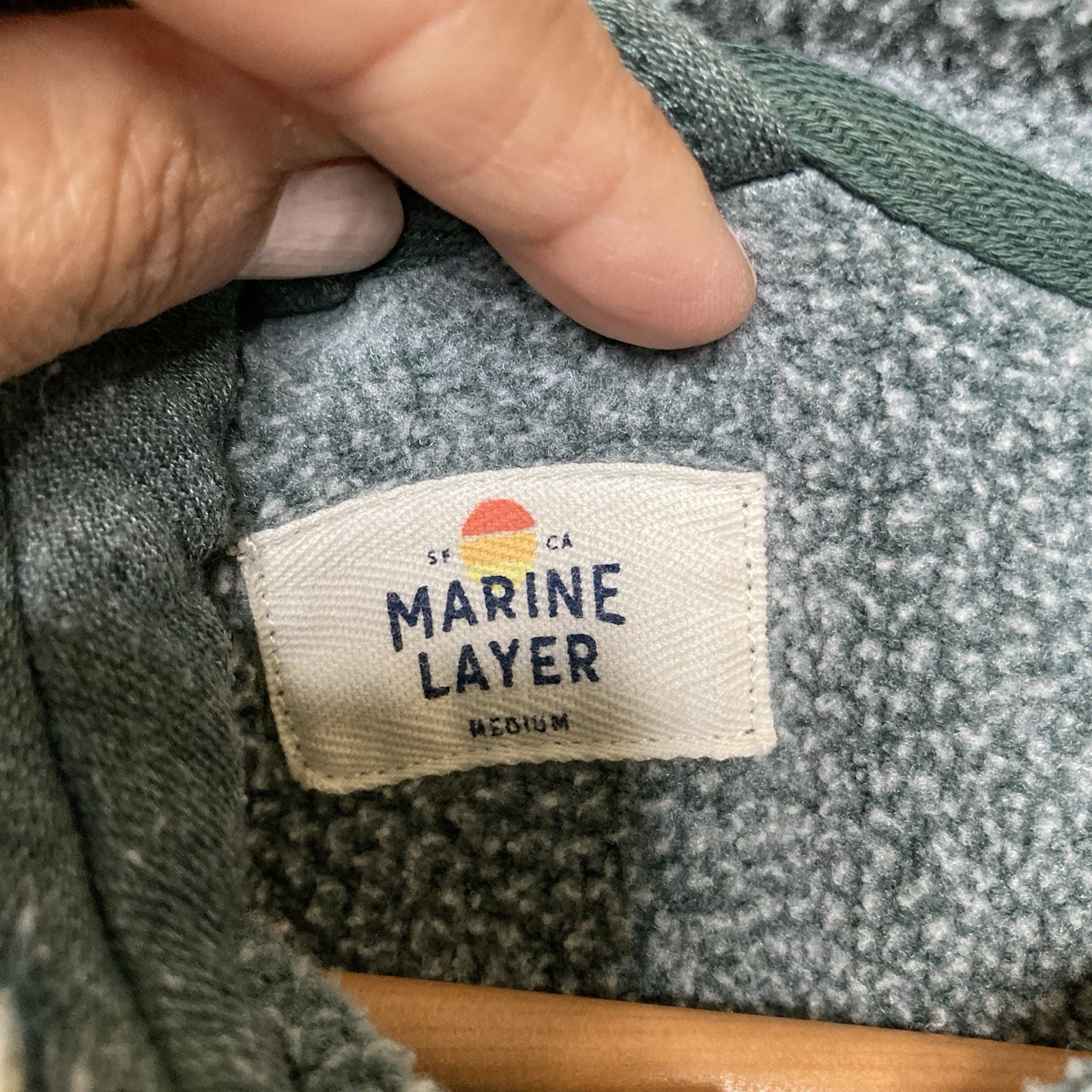 Marine Layer Pullover Hoodie Textured Men’s Medium M Green Beachy Soft Hooded