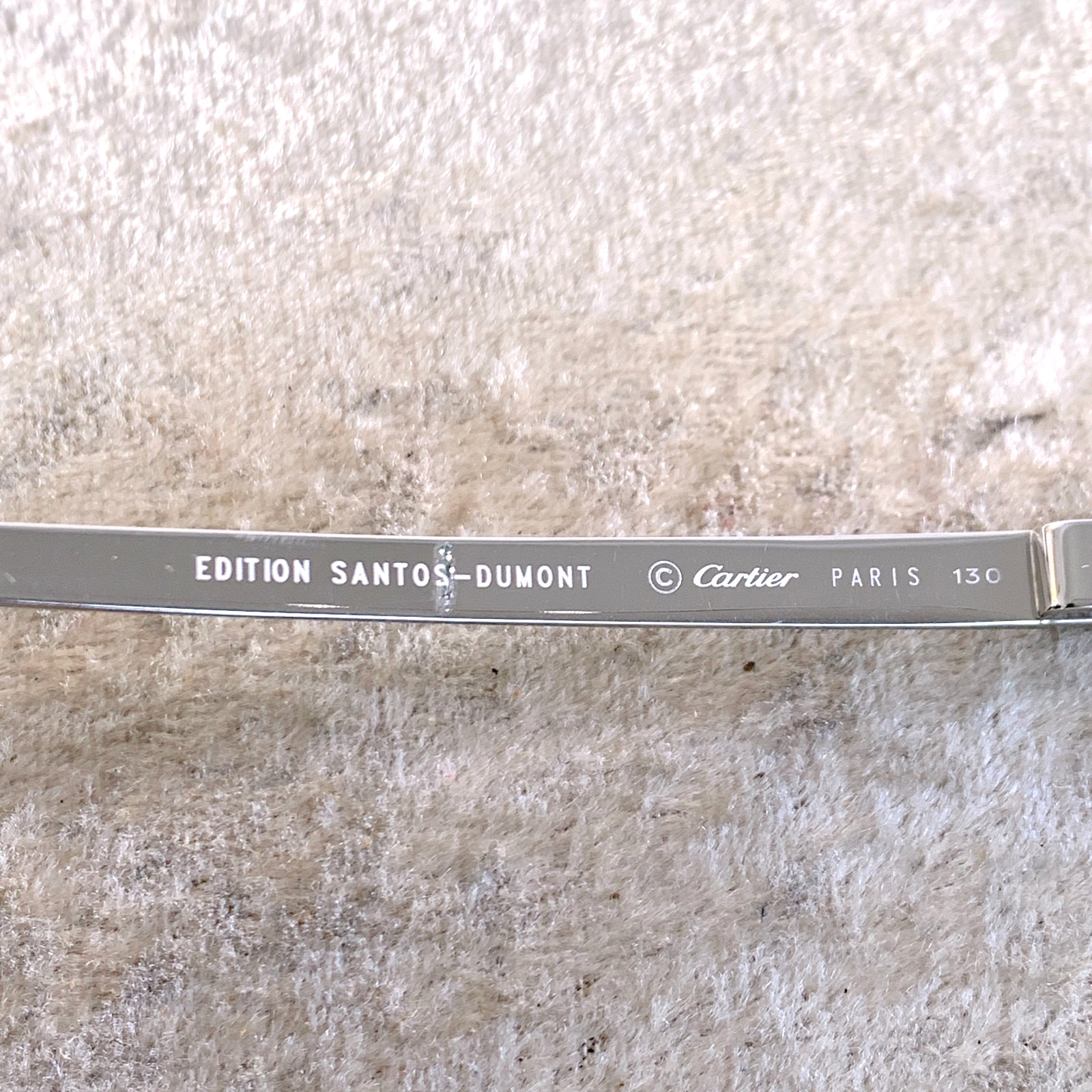 Cartier Santos Dumont Sunglasses Silver Frame with Blue Lens 58-16-130 with Case