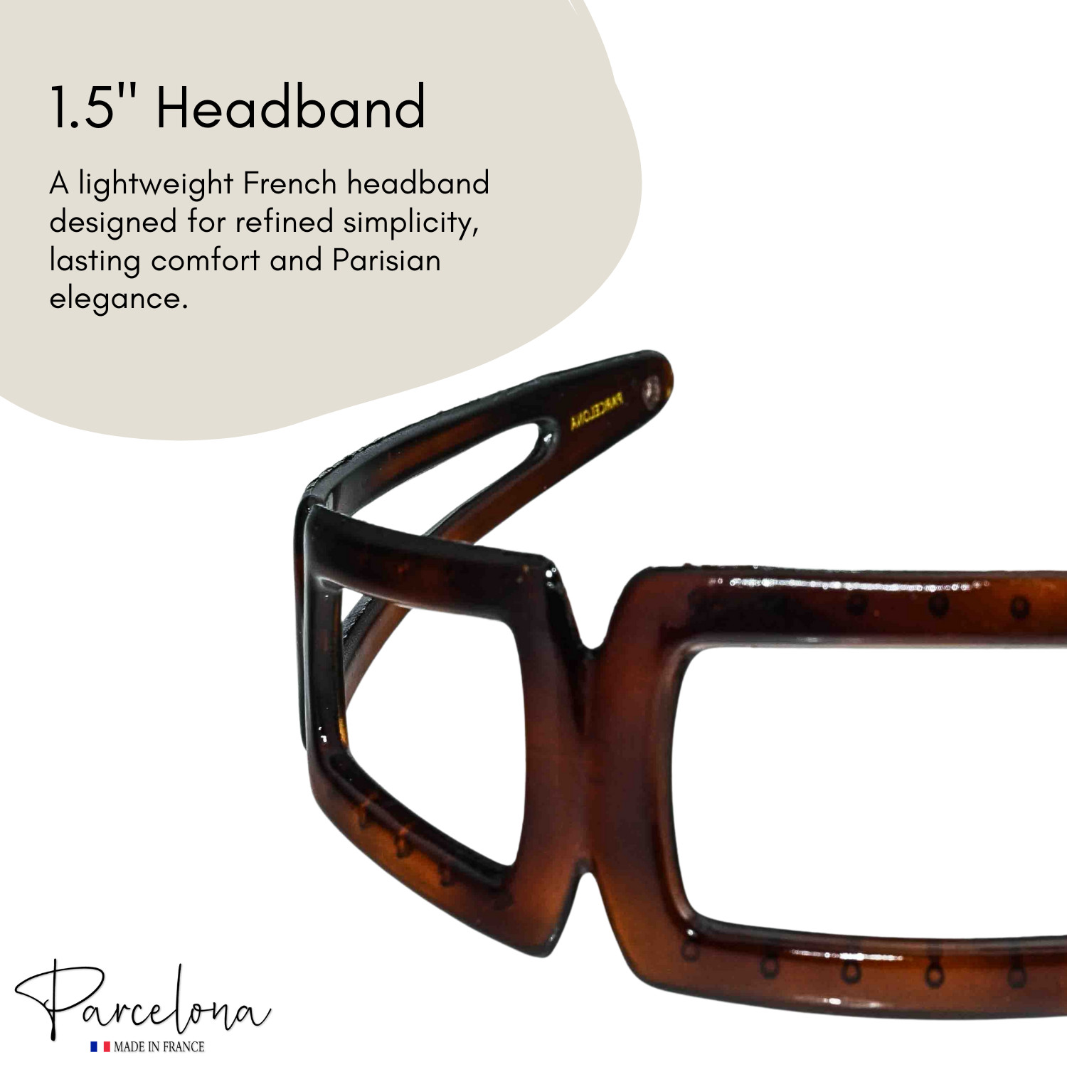 Parcelona Open Geometric Tortoise Acetate Headband French Lightweight Hairband