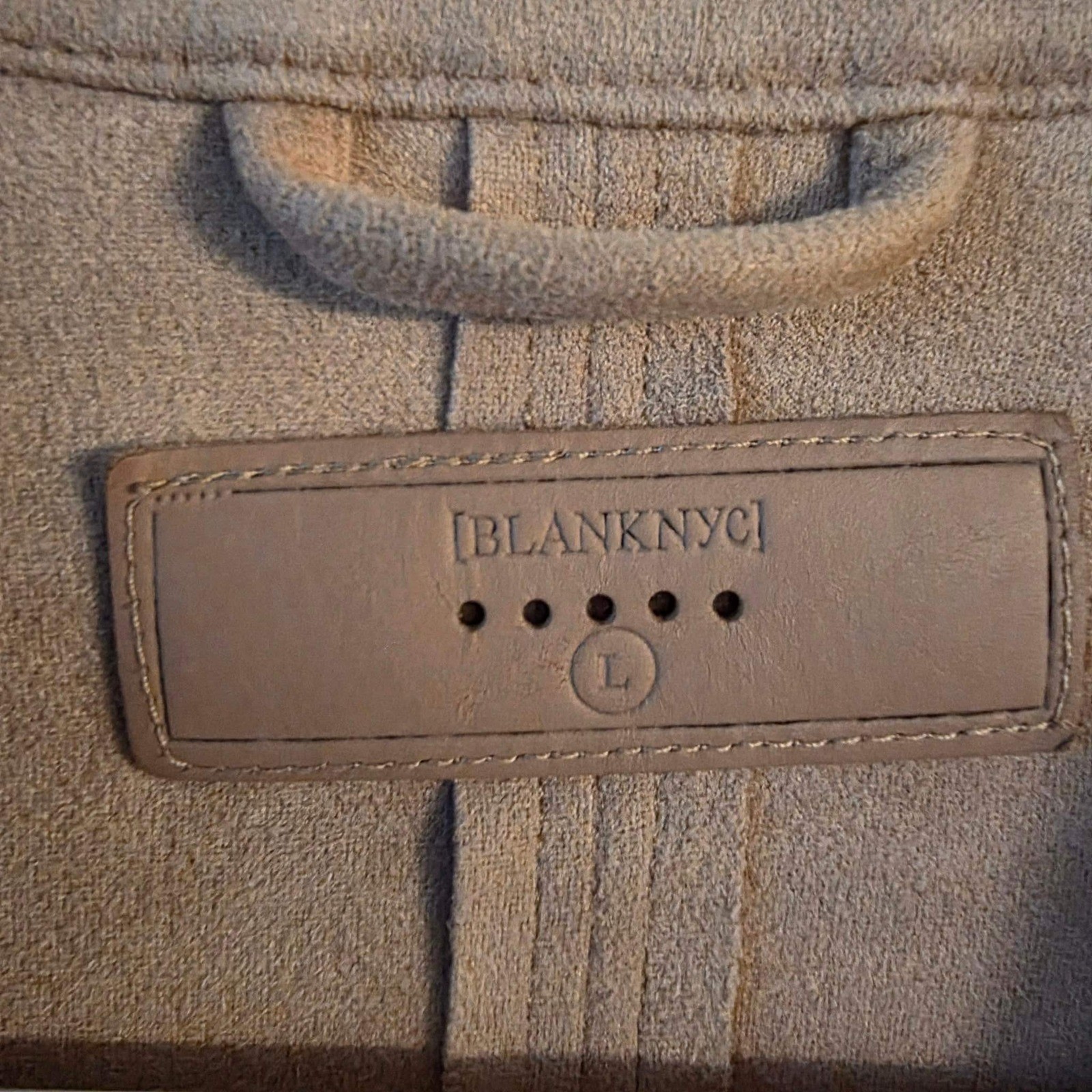 BlankNYC Faux Suede Moto Jacket Large Tan Beige Asymmetrical Zip Biker