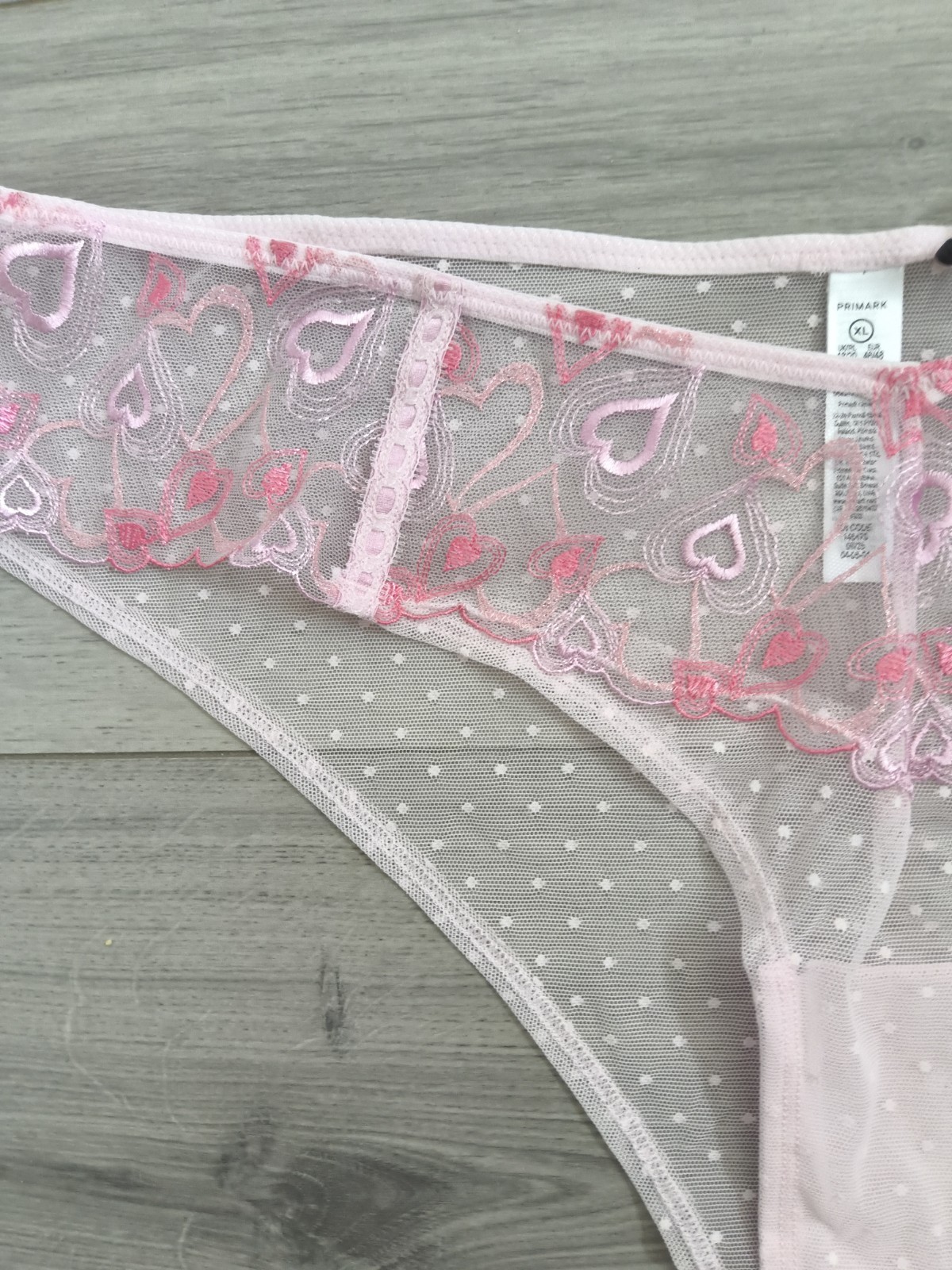 BNWT Primark Collection Extra Sheer Pink Embroidered Lace Trim Briefs Size 22-24