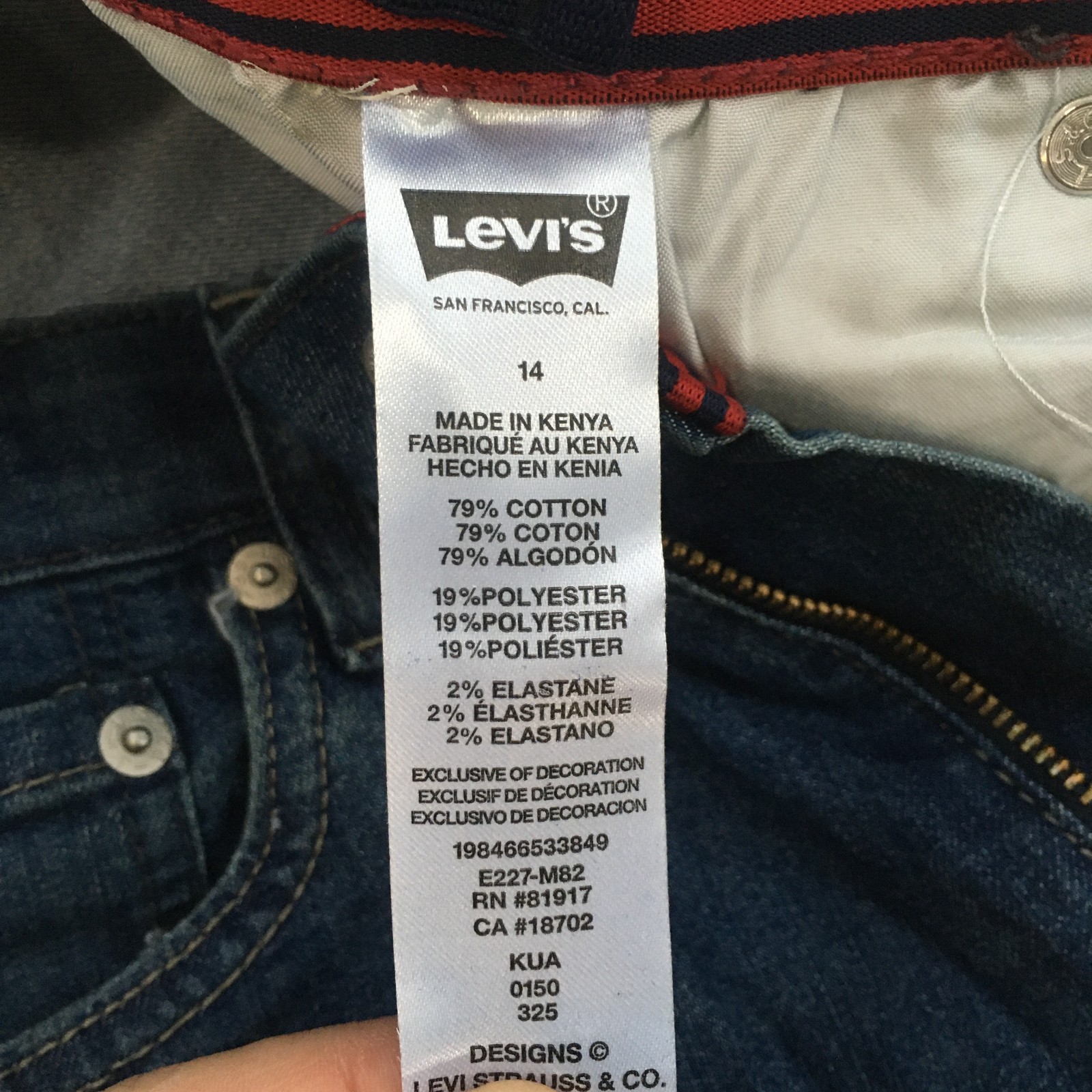 Levi’s 511 Slim Flex Stretch Blue Jeans size 14 Boys NWT