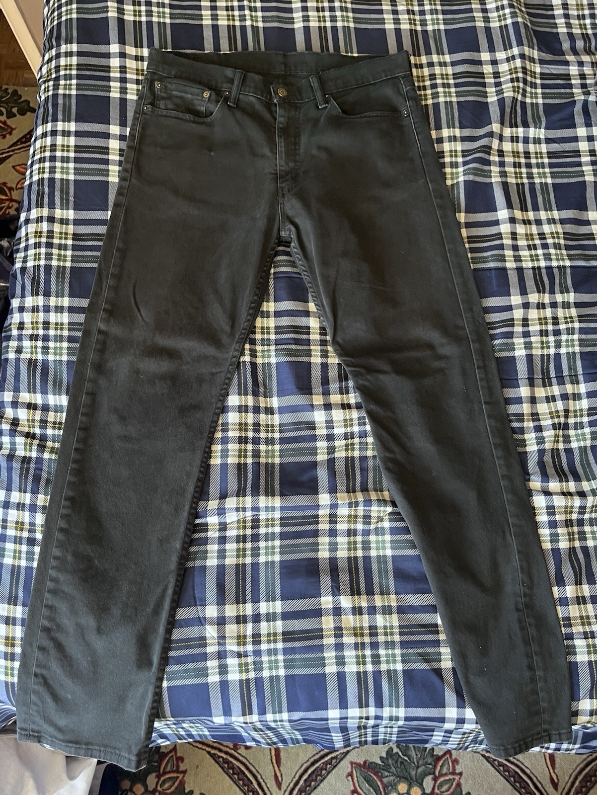 Levi’s 513 Men’s Black Dark Wash Denim Jeans Slim Fit Straight 34×32