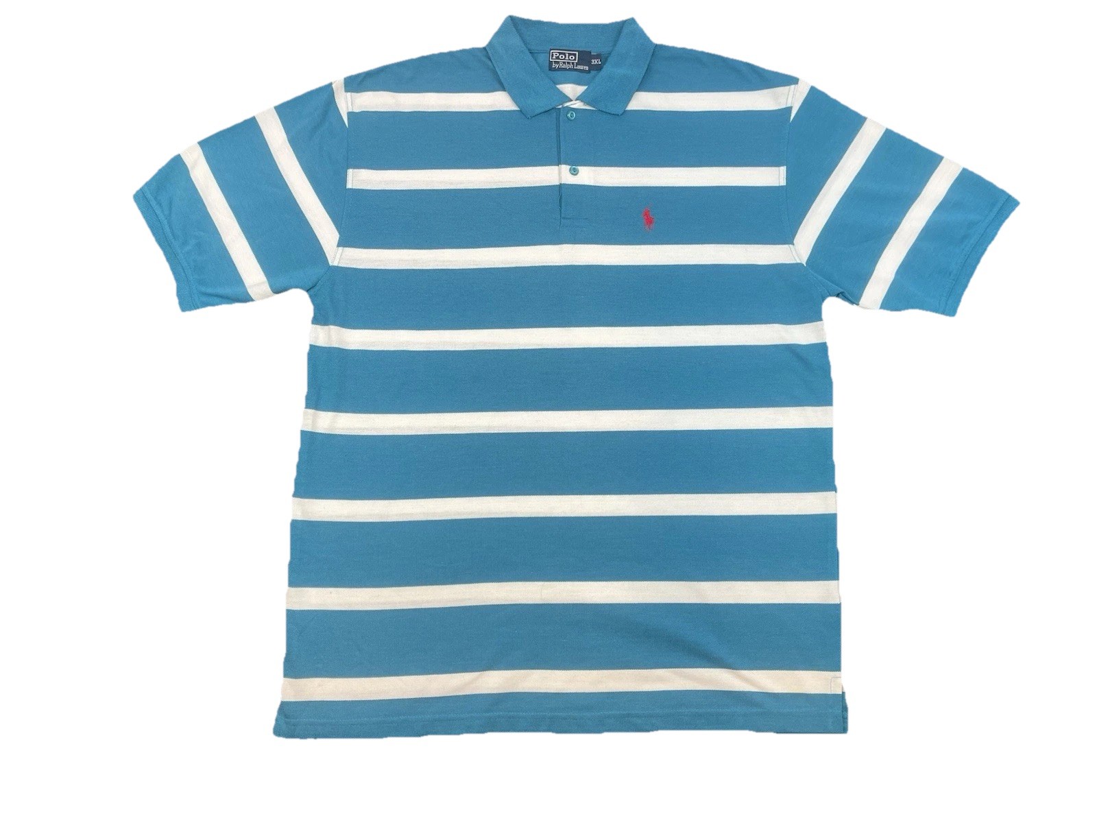 Polo Ralph Lauren Shirt 3x Men Striped Turquoise And White Pull Over