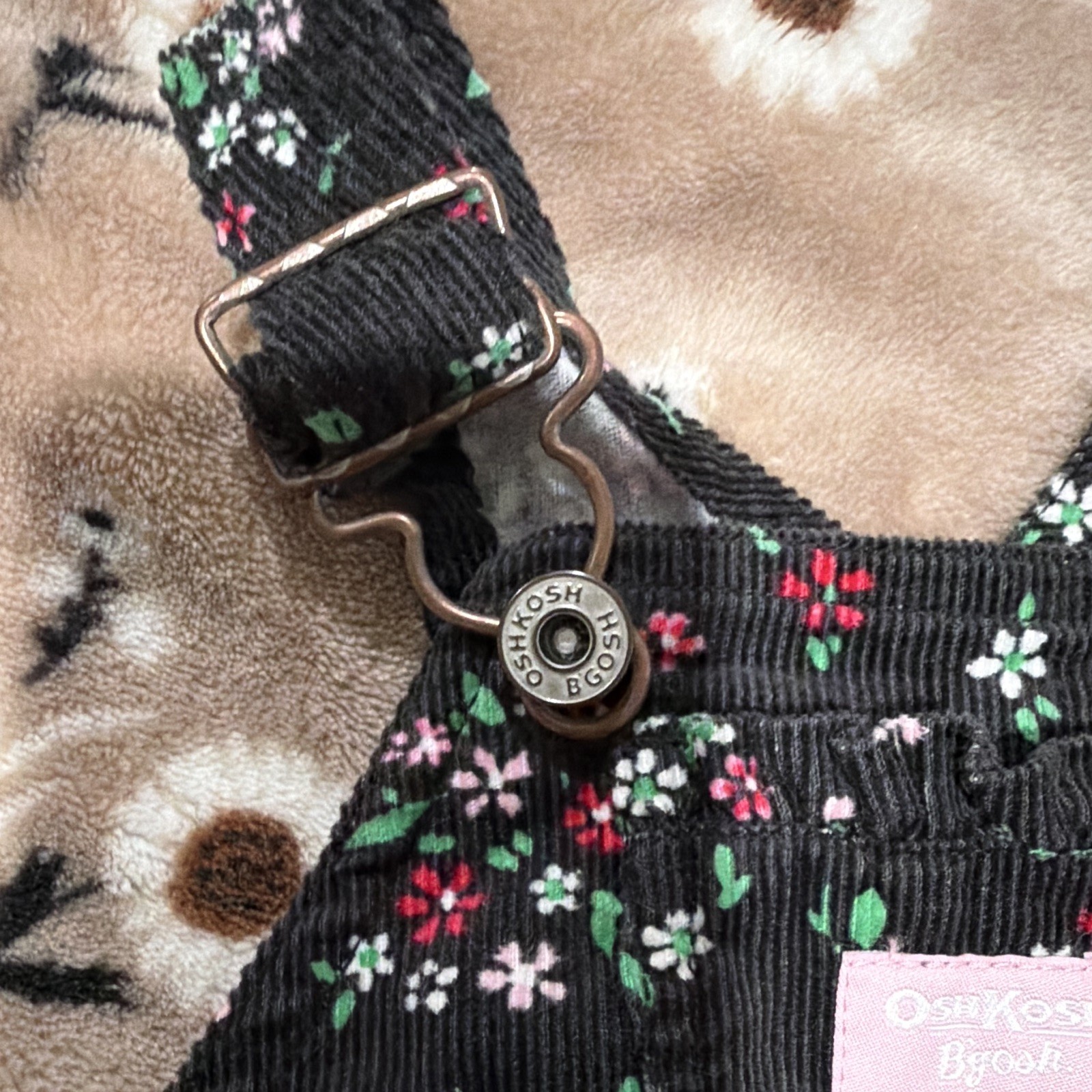 OshKosh B’gosh Corduroy Overall One-Piece Floral, 6 Months, Black/Multicolor