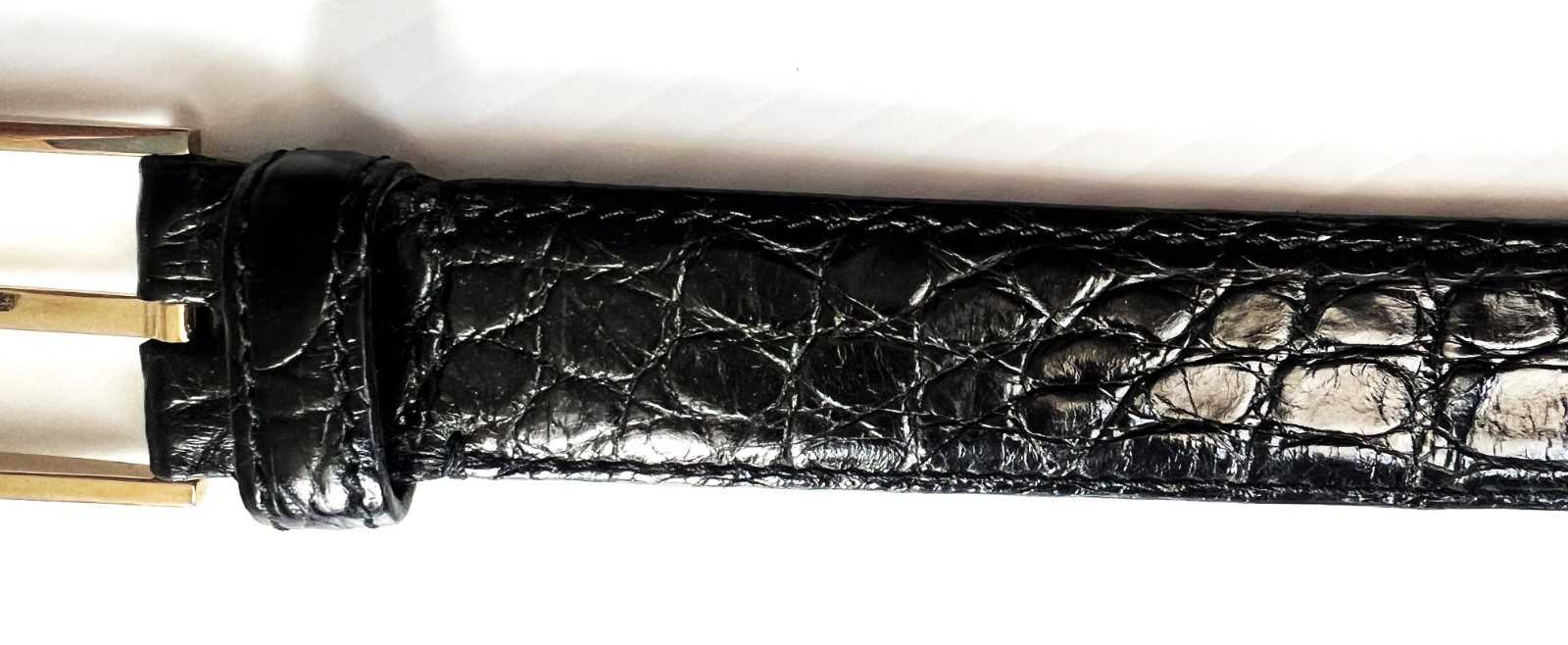 TOM FORD genuine crocodile belt black classic gold buckle size 30 inch 75 cm NEW