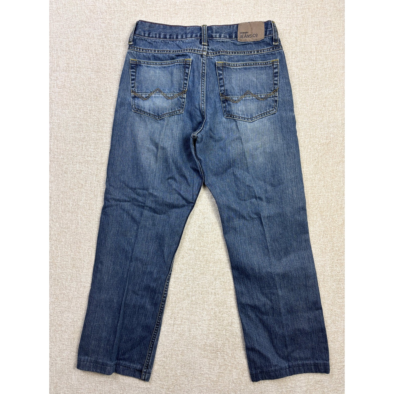 Wrangler Jeans Co Mens Relaxed Straight Leg Denim Blue Jeans 28×27 Medium Wash