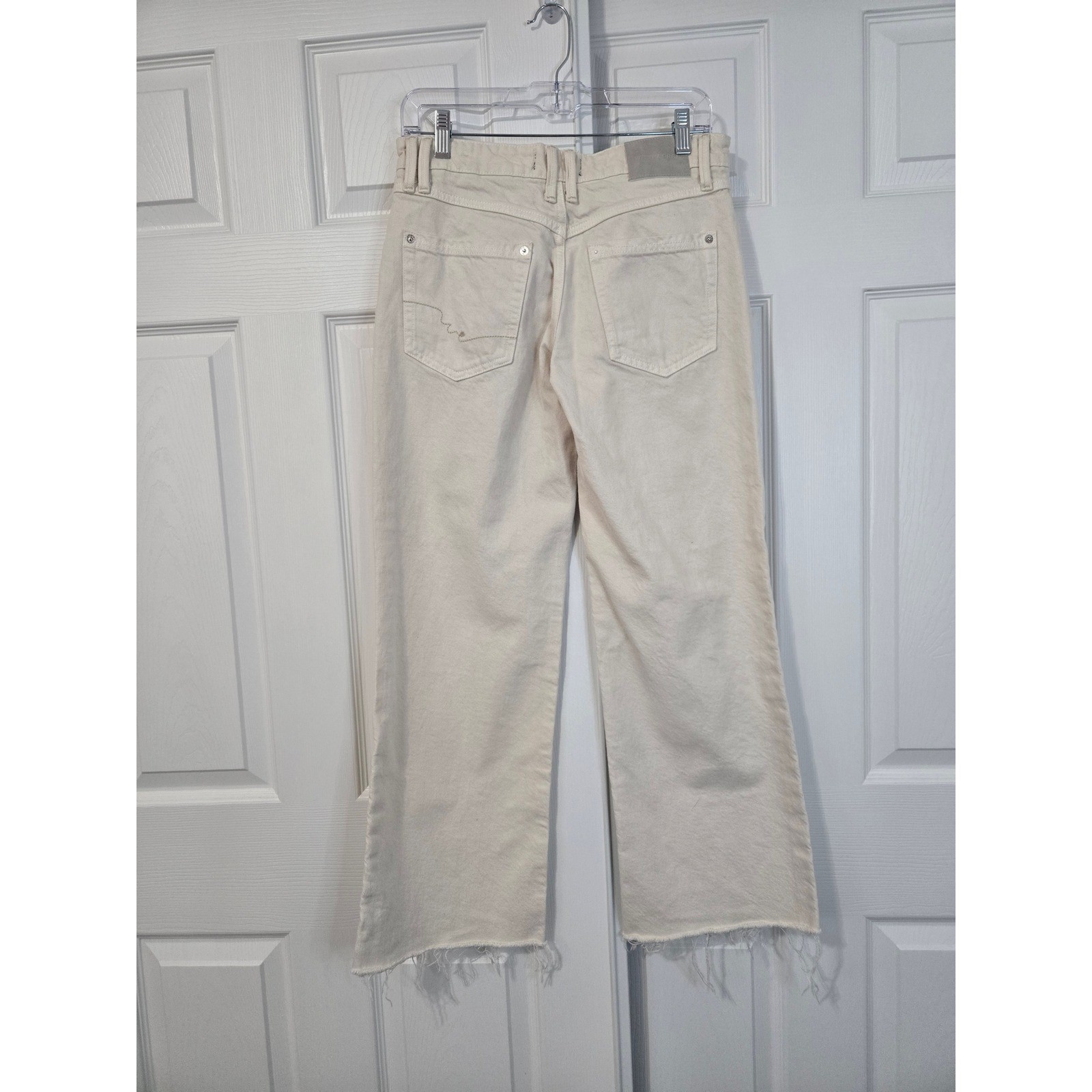 We The Free Free People Wide Leg Raw Hem Jeans Cream Off White Size 26