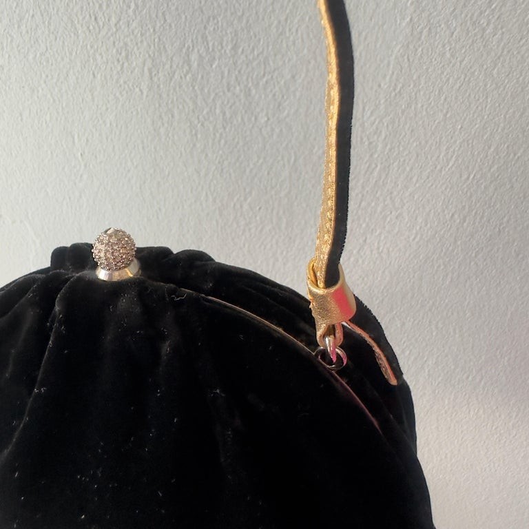 Dolce & Gabbana Black Velvet Evening Bag with Jewelry Closure, 1990s