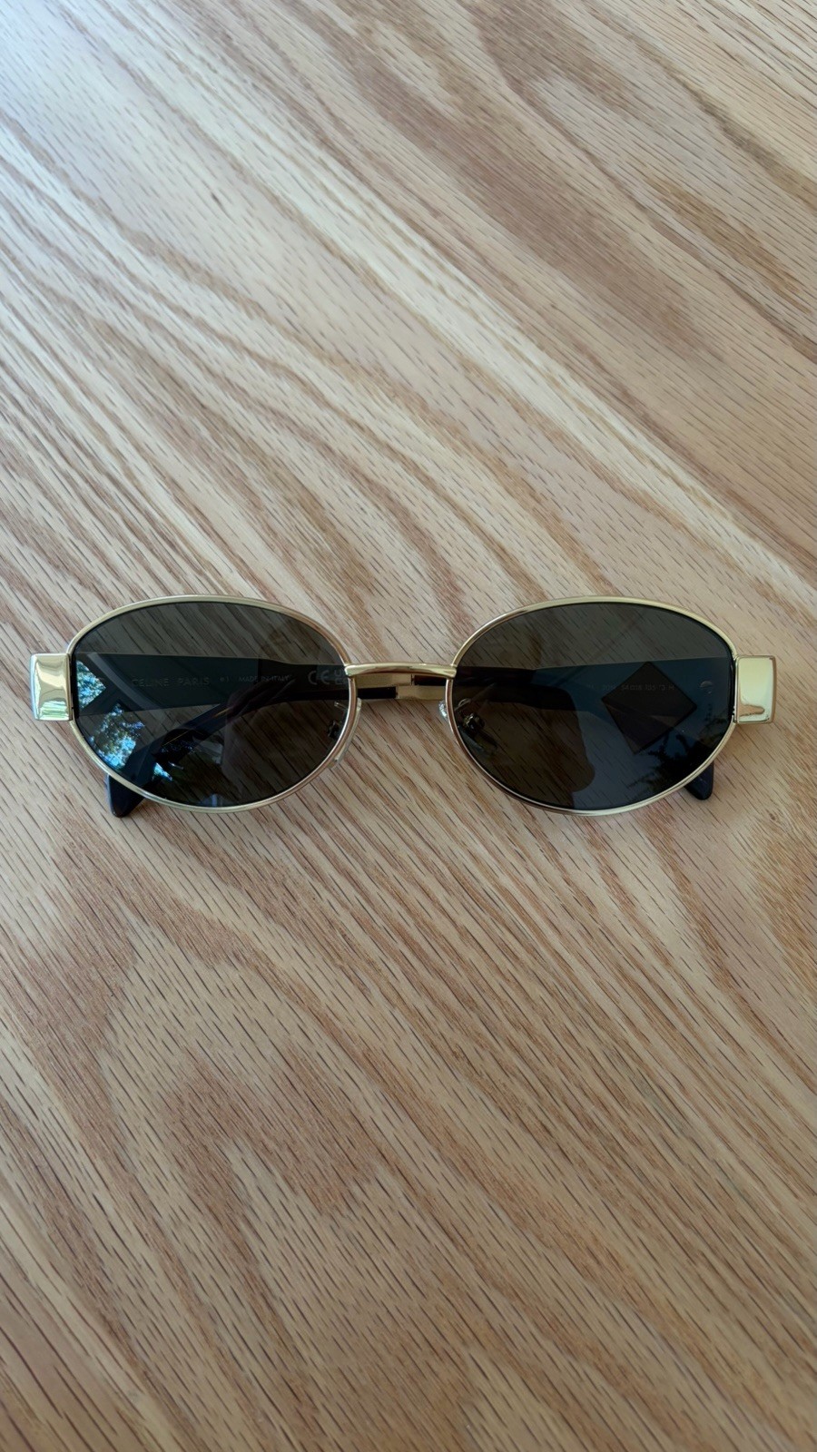 CELINE TRIOMPHE METAL 01 SUNGLASSES IN GOLD METAL WITH LEATHER POUCH BAG