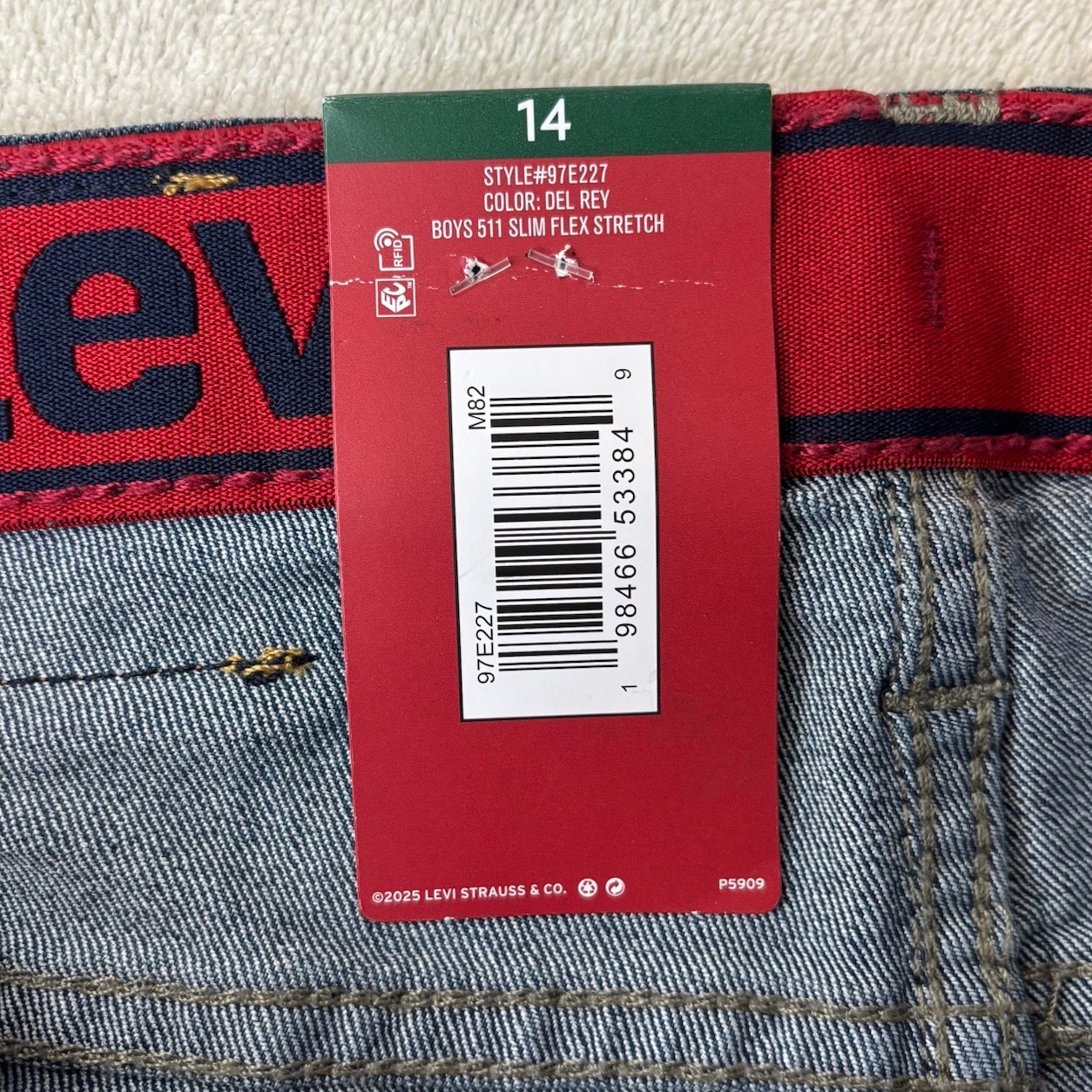Levi’s Boys 511 Slim Flex Stretch Jeans Del Rey Boys Size 14 Style #97E227