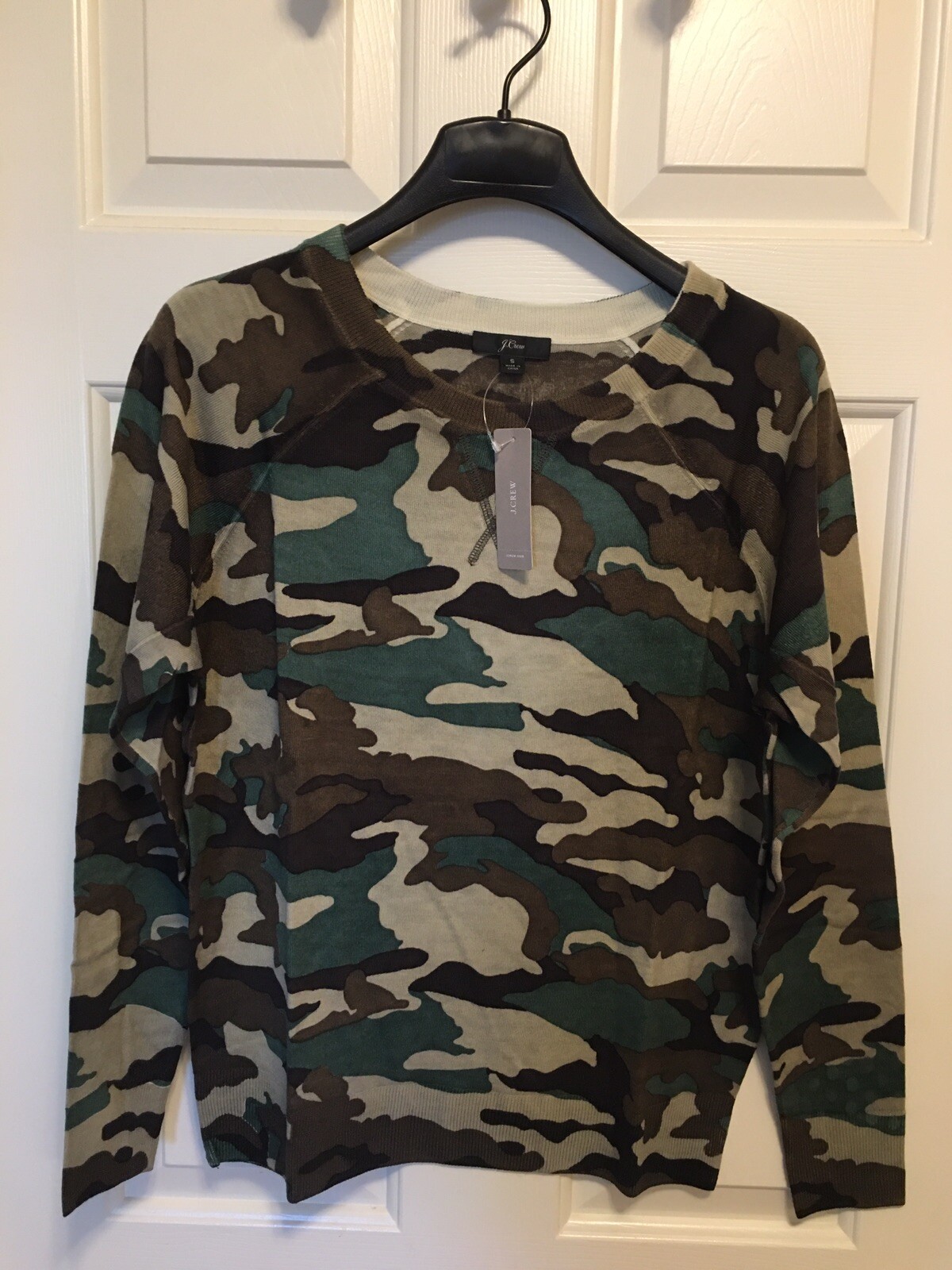 NWT J.Crew Merino Wool Sweater in Camo orig$89.50 New Arrival XS S M