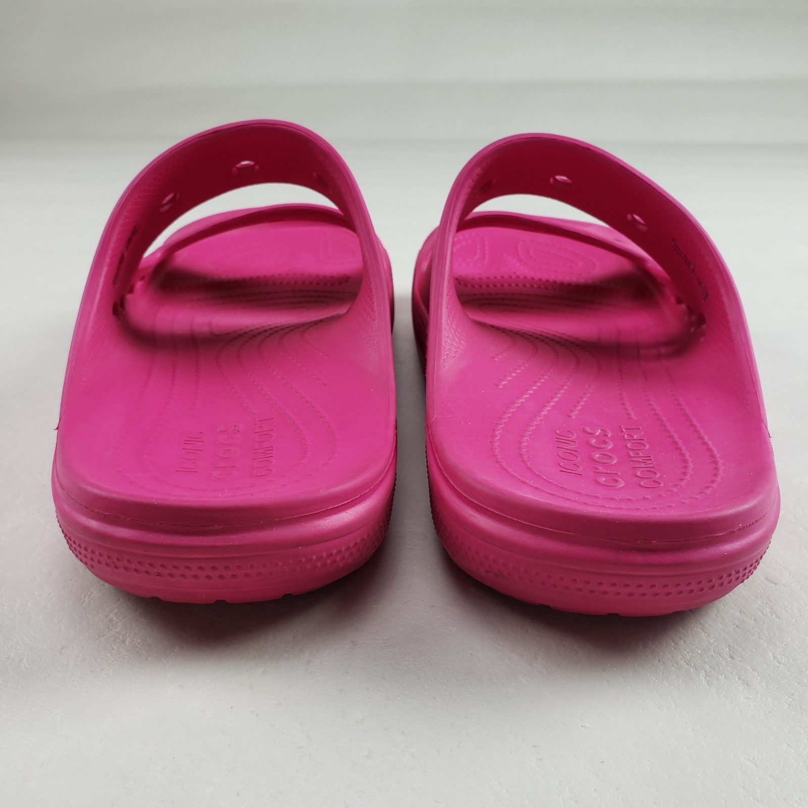 Crocs Baya Slide Sandal Mens 13 Pink Double Strap Slip On Comfort Shoe