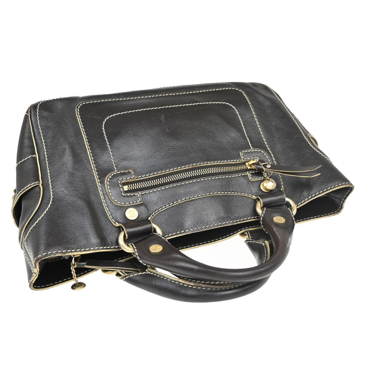 CELINE Logo Boogie Hand Bag Leather Brown GHW Italy 61EG236