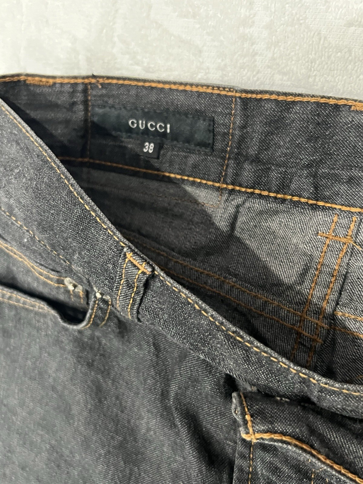 Vintage Women Gucci by Tom Ford Size 38 Wide Leg Boot Cut Flared Jeans Dark Gray