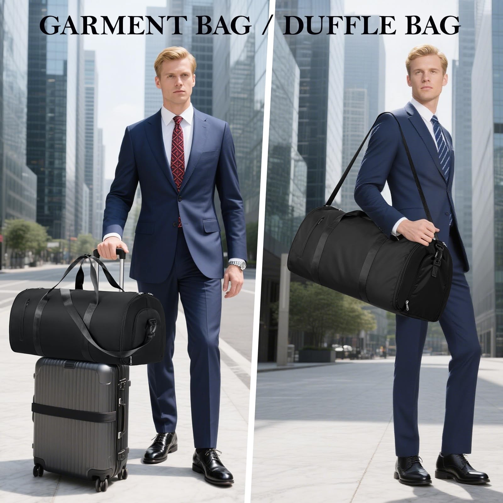 Convertible Garment Bags for Travel Carry On Bag For Men Women Black