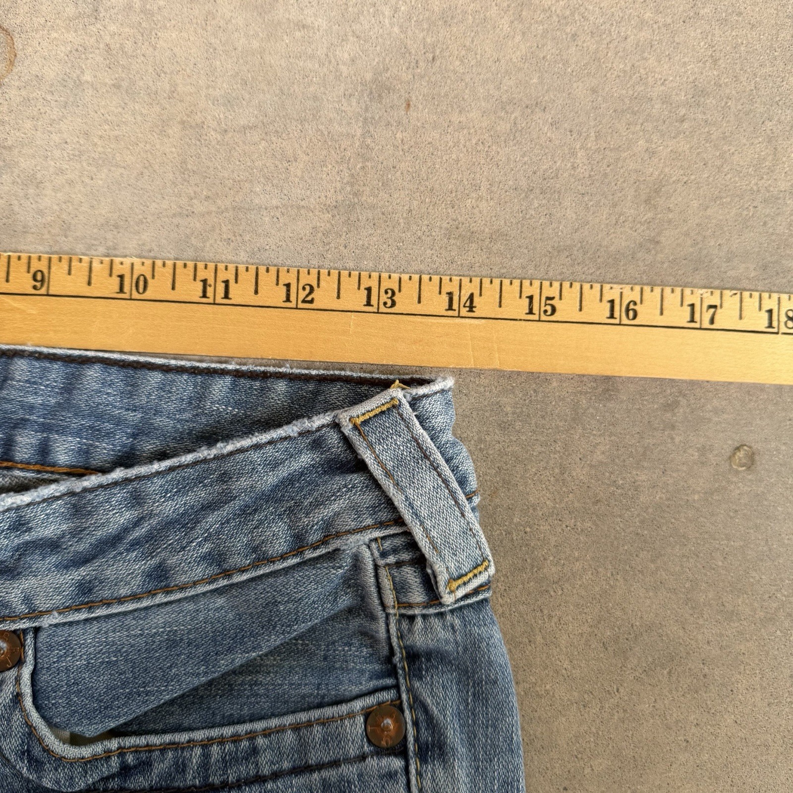True Religion Joey Patch Old Stone Twisted Flare Jeans 27×31 Made In USA