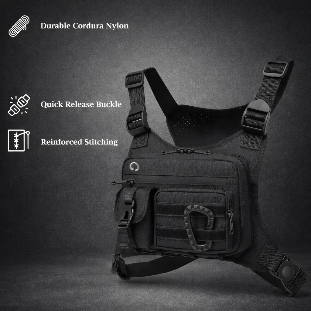 Sport Running Combat Chest Rig Bag Front Pouch Recon Kit Pack Protective Vest