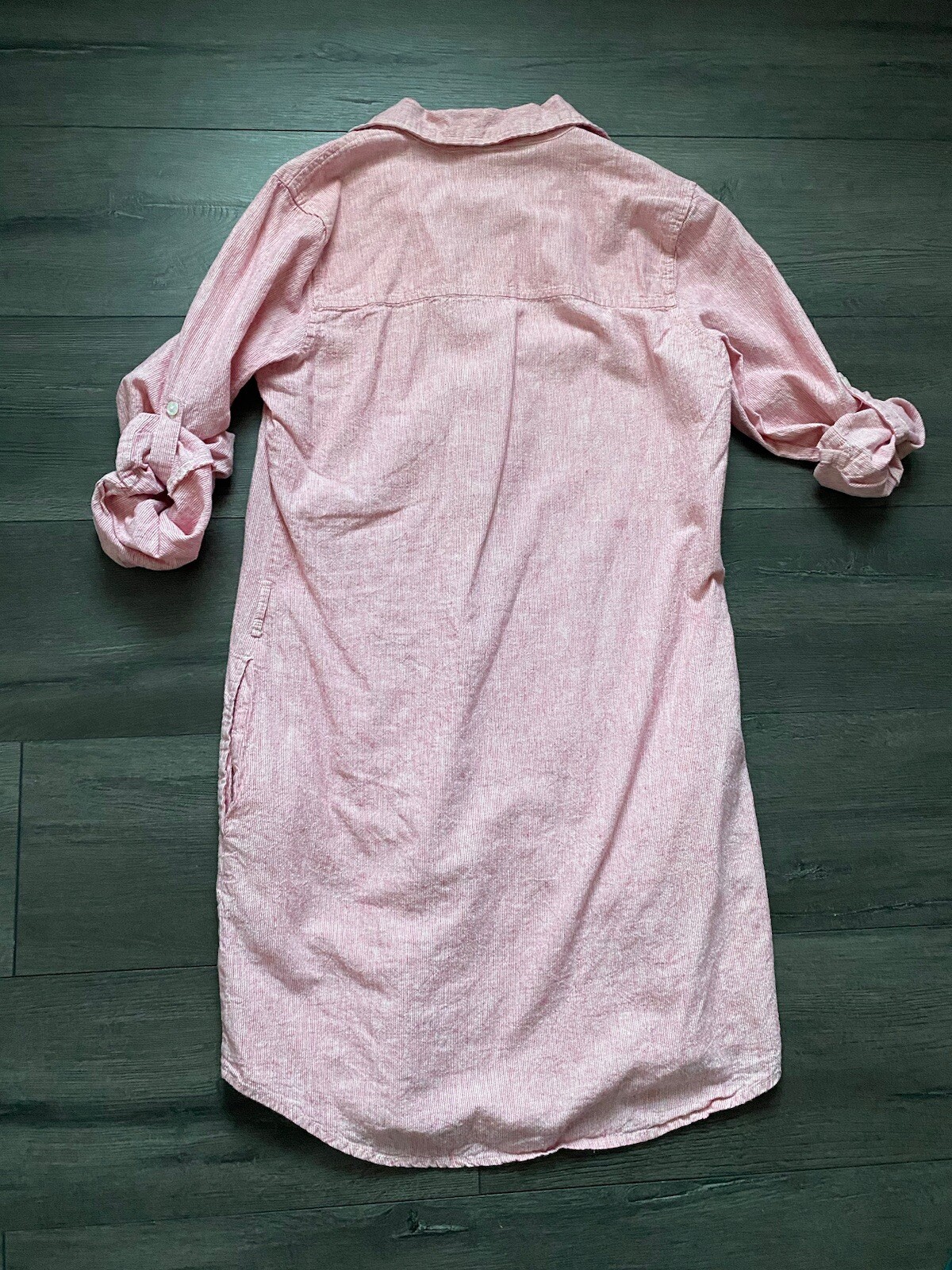 Freedom Trail by Kyodan Womens Red Striped Linen Blend Shirt Dress Size M *READ