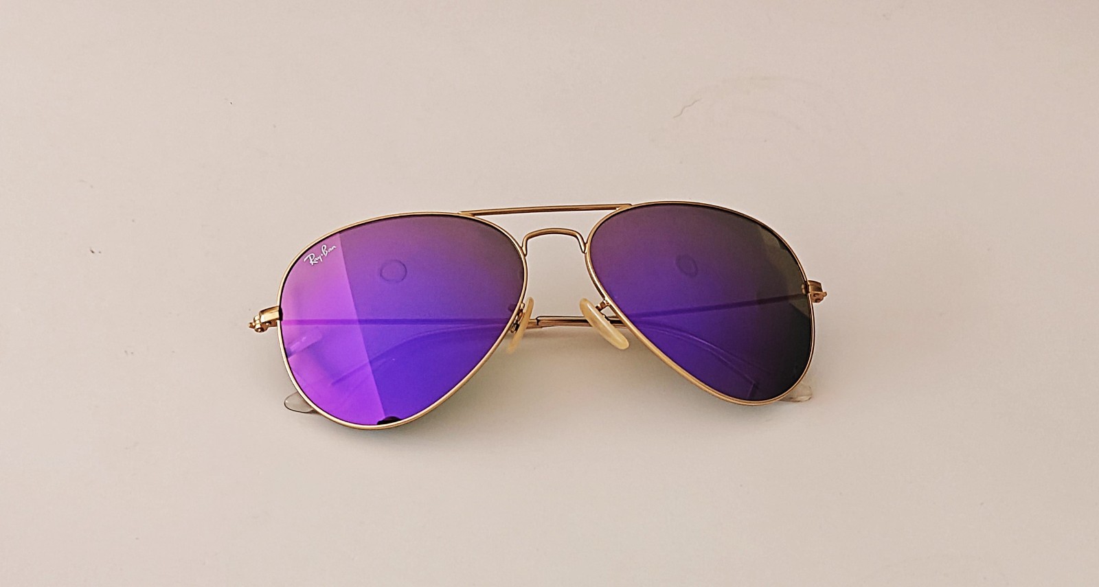Ray-Ban RayBan RB3025 Aviator Matt Gold Frame Purple/ Violet Flash Lens 58mm