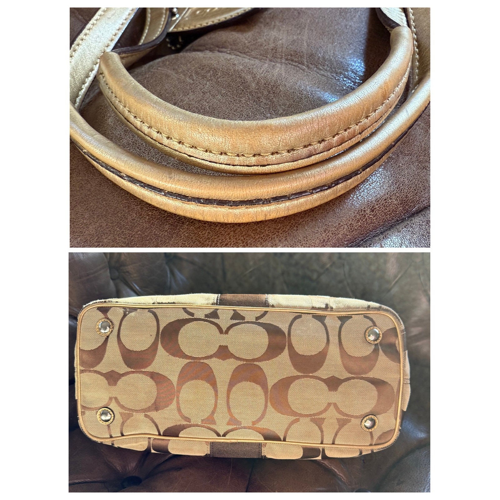 Coach Signature Stripe Framed Kisslock Tote Bag D1071-F13533