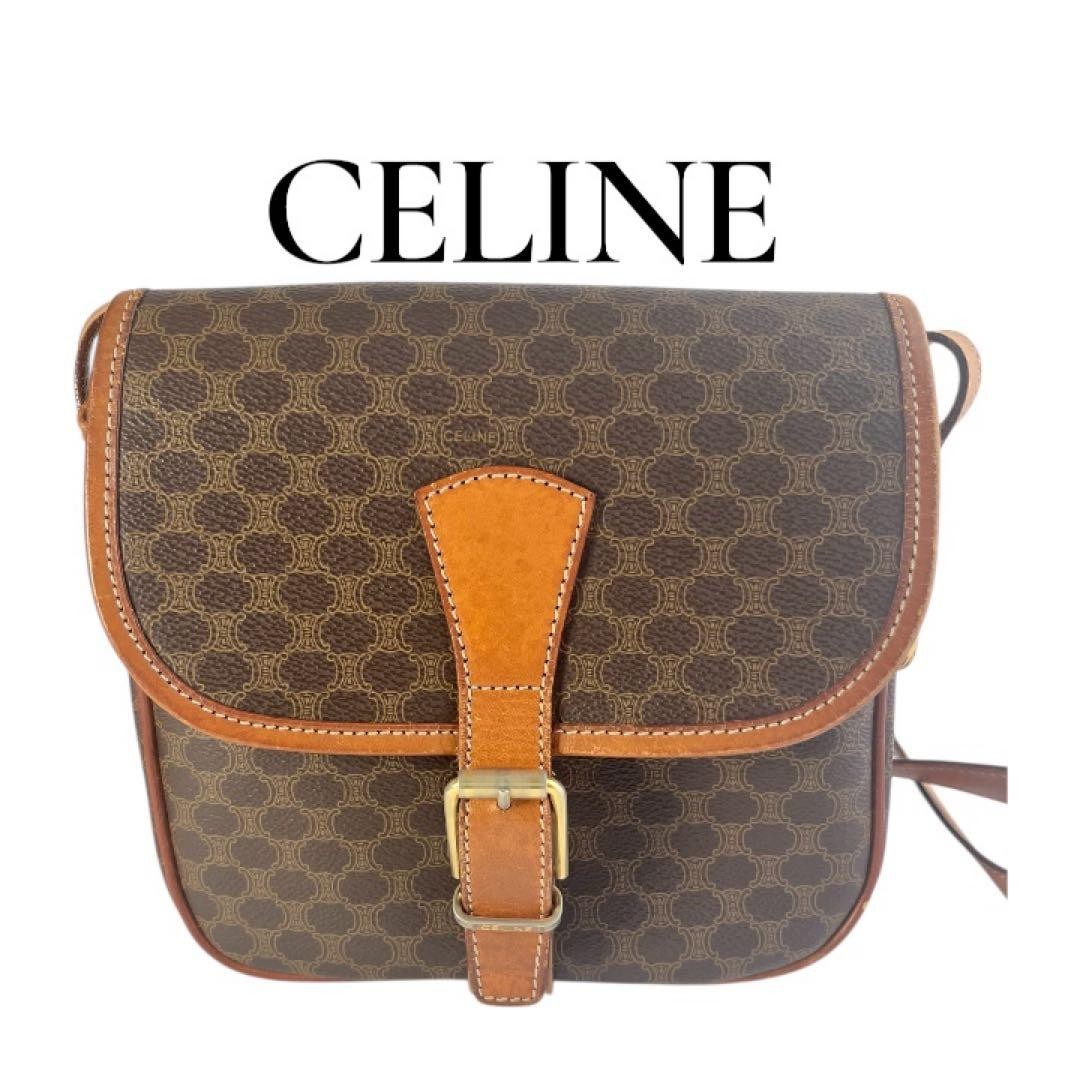 CELINE Vintage Leather Shoulder Bag M92 Black Women’s Crossbody Bag