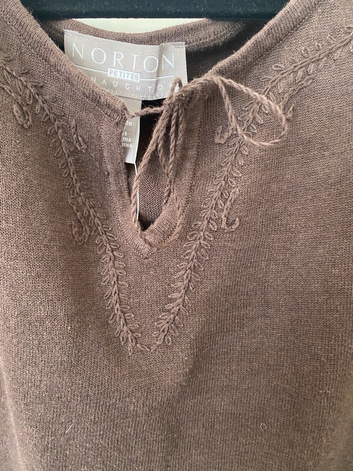Norton Mcnaughton Women’s Petite Brown Sweater Short Sleeve “Trinidad”NWT