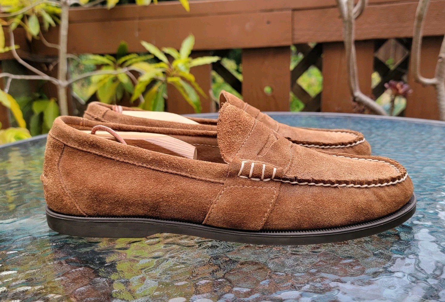 Polo Ralph Lauren Penny Loafers Men’s 9 D Brown Suede Leather Slip On Shoes