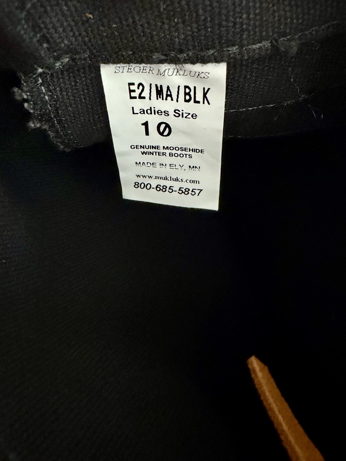 Steger Mukluks Moose Hide Leather Canvas Woman’s 10 Chestnut Black – See Notes
